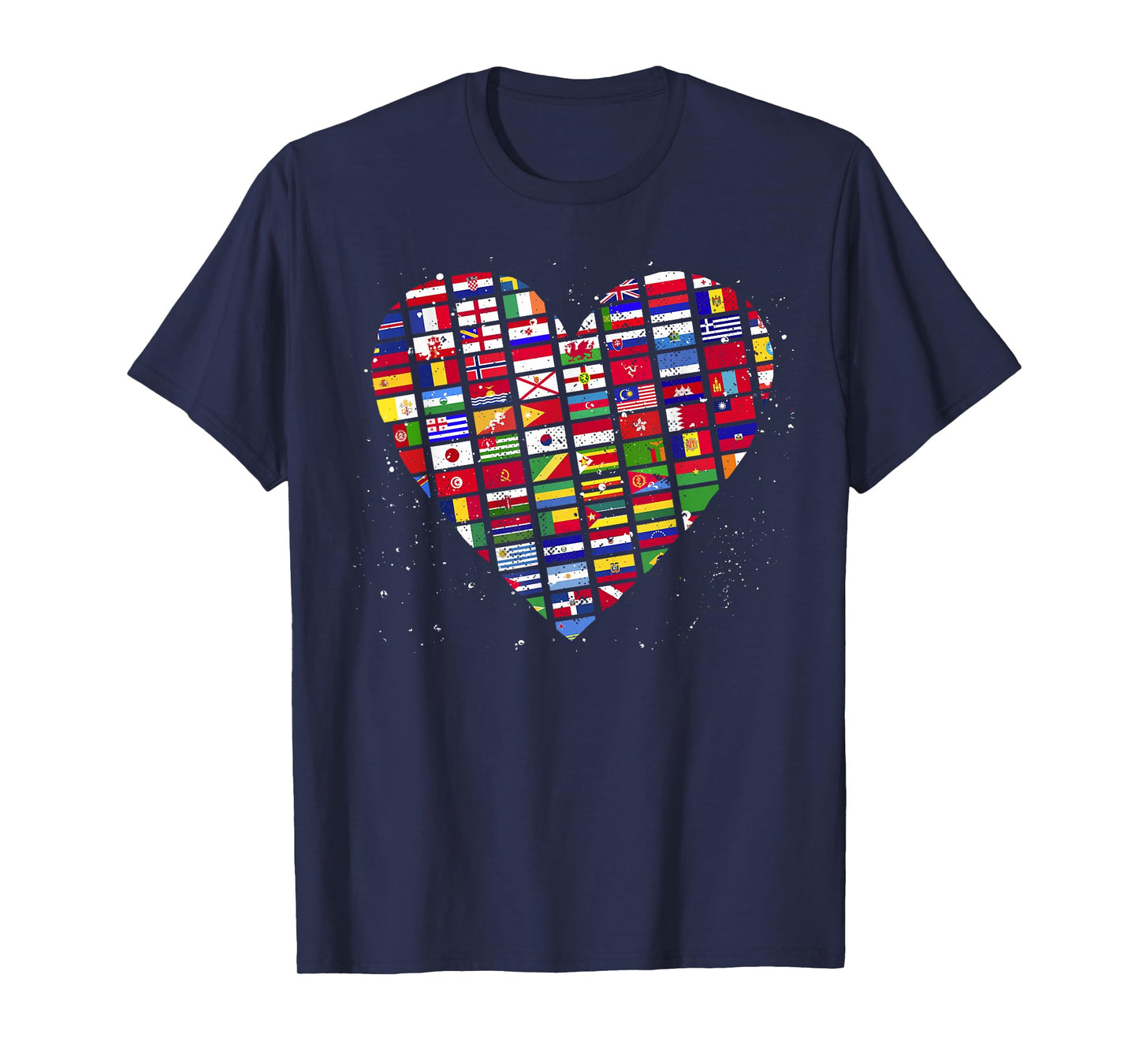 Heart World Country Flags Planet Birthday Earth Day T-Shirt
