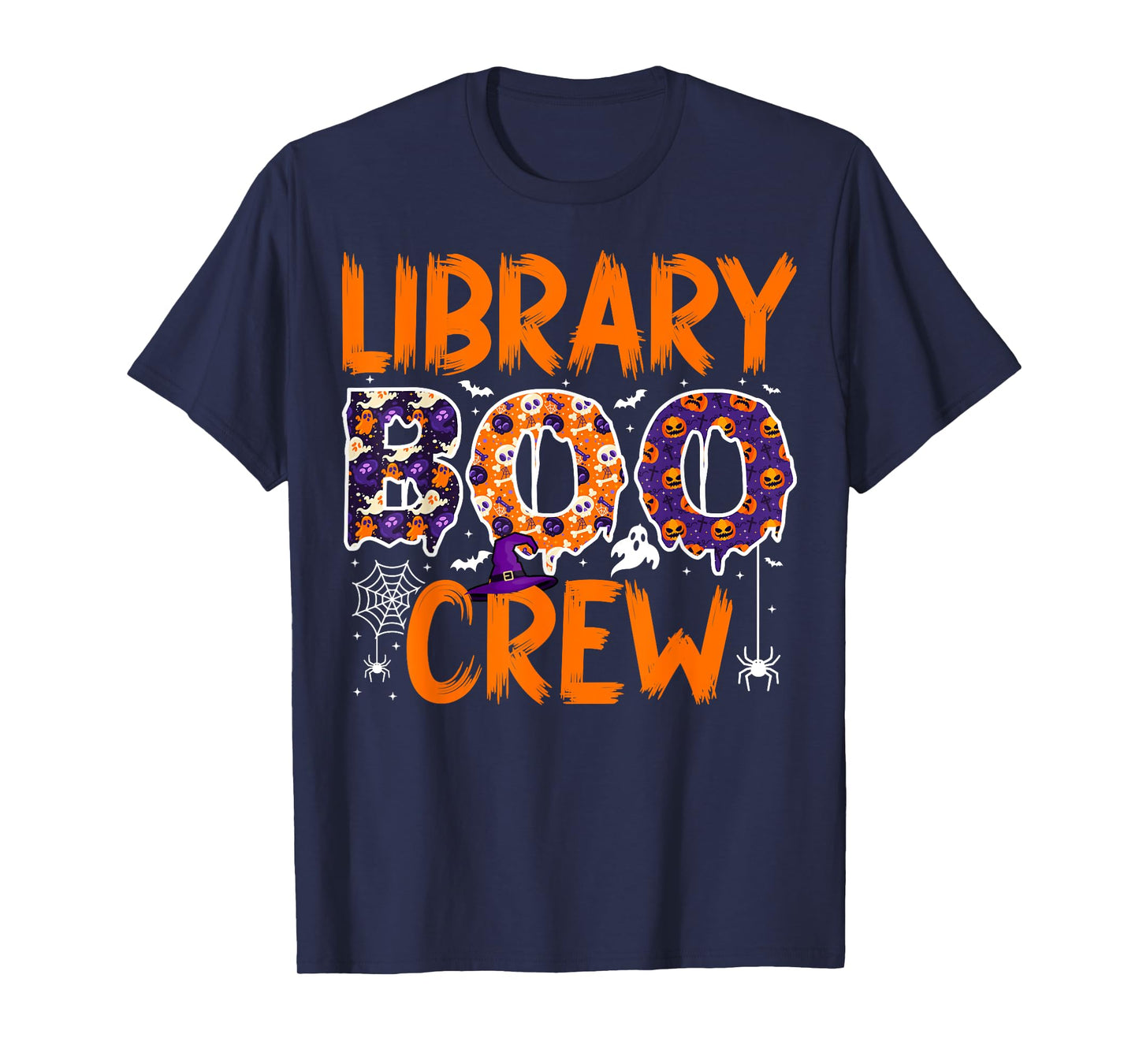 Library Boo Crew Librarians Book Lovers Ghost Halloween T-Shirt