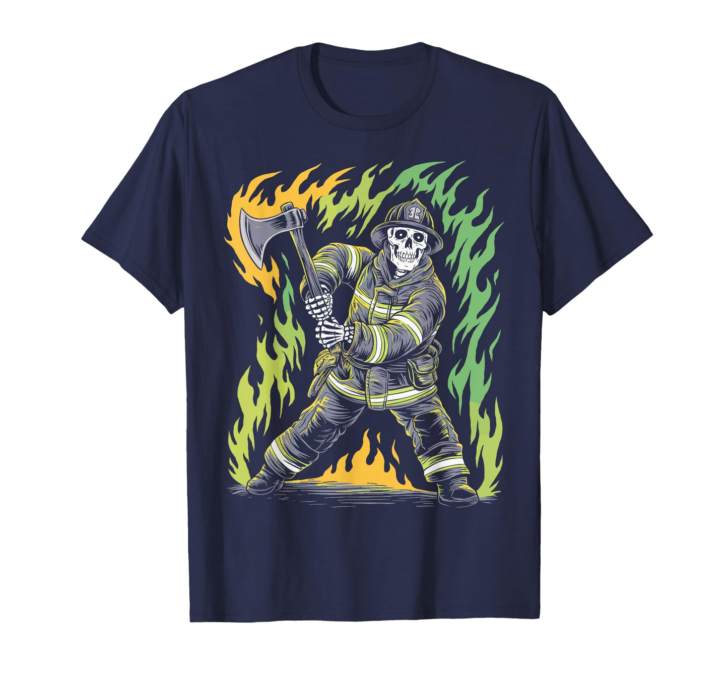 Skeleton Firefighting Lovers Spooky Halloween Firefighter T-Shirt
