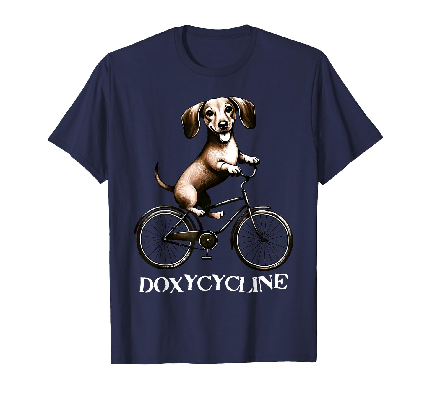 Doxycycline Pharmacy Pun Dachshund On Bicycle Veterinary T-Shirt