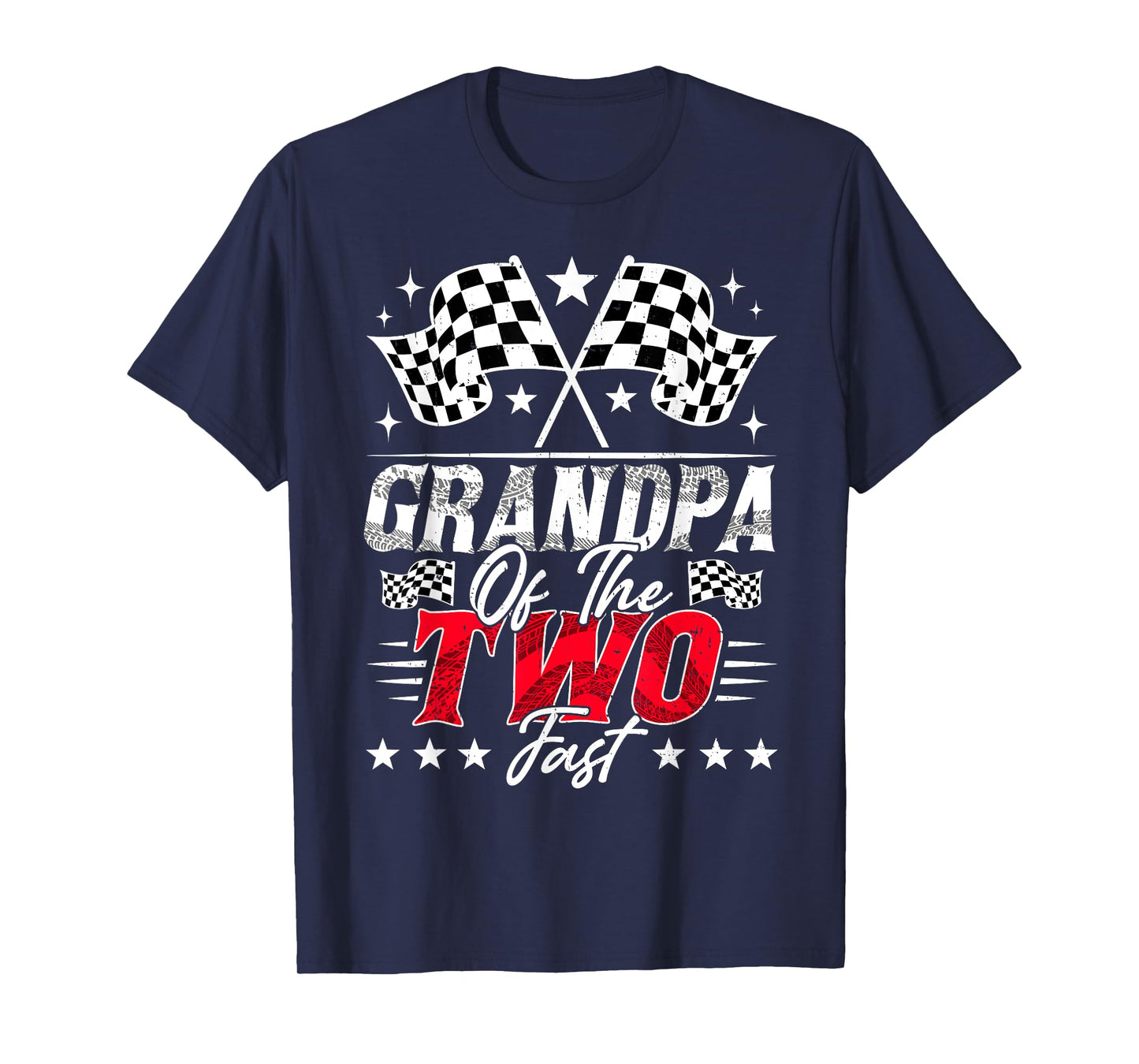 Grandpa Of The Two Fast Second Birthday Racing Car Family T-Shirt