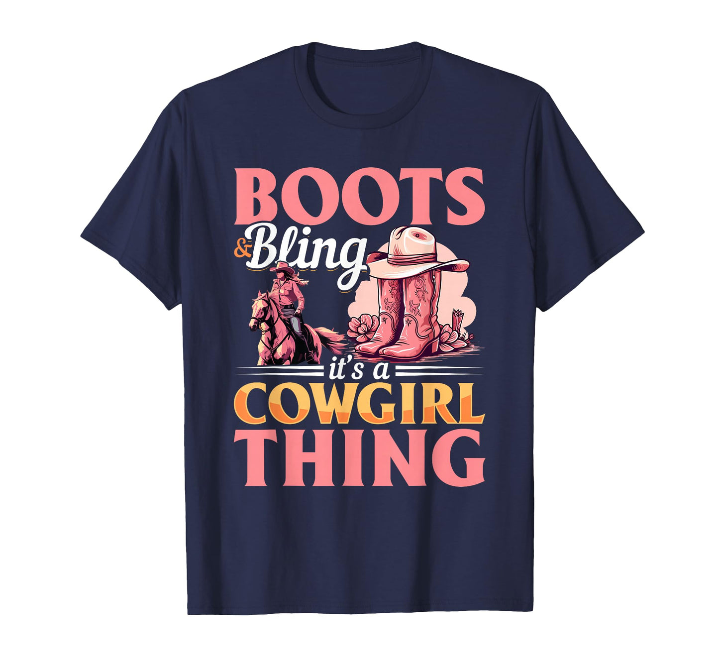 Rodeo Western Country Southern Cowgirl hat - Boots & Bling T-Shirt