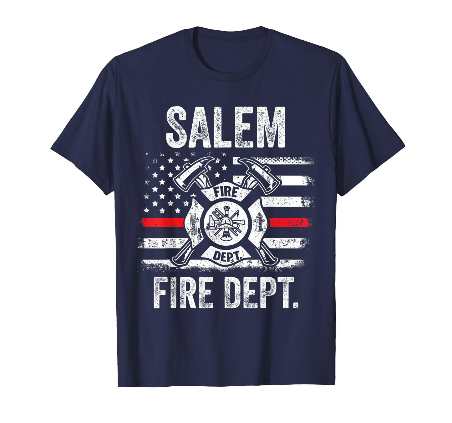 Salem Massachusetts Fire Department Thin Red Line Fireman T-Shirt
