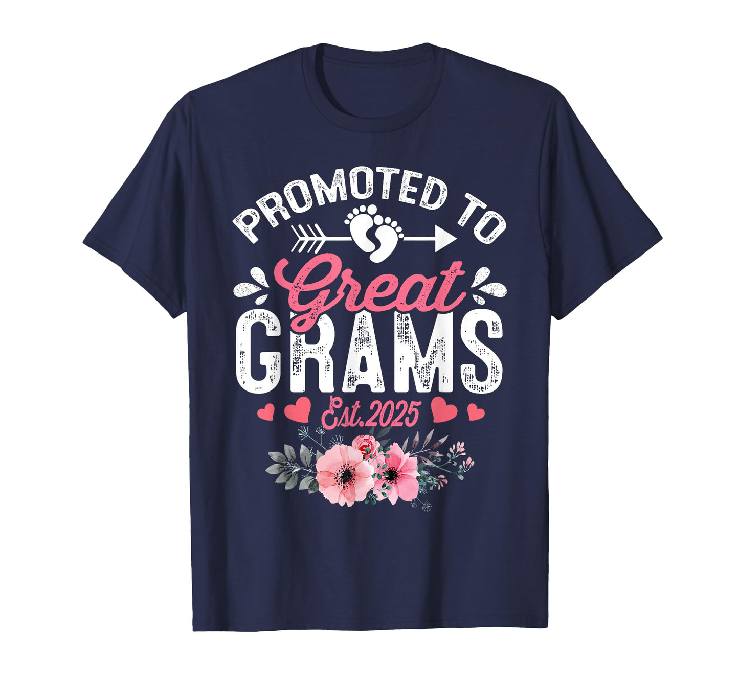 Promoted To Great Grams Est 2025 First Time Grams Floral T-Shirt