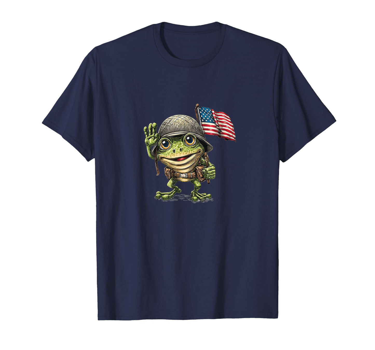 Funny Frog in Military Look with US Colors T-Shirt