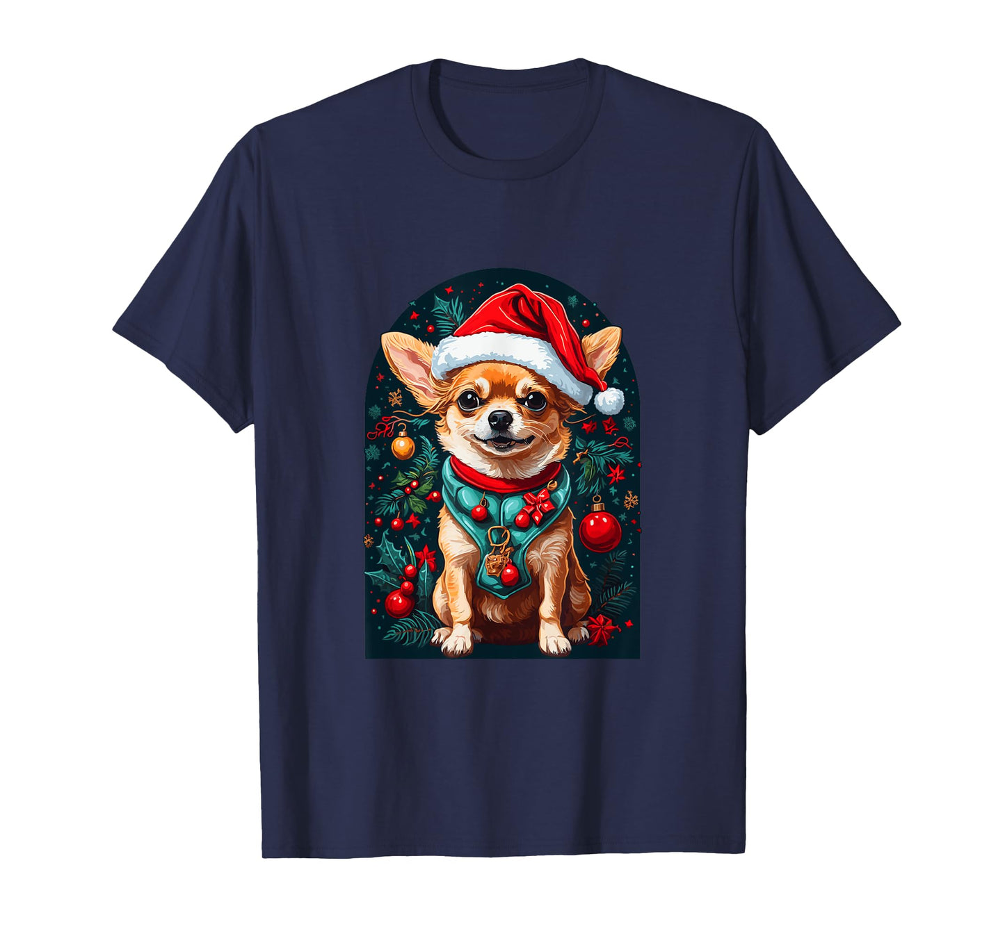 Funny Chihuahua with Santa Hat Xmas T-Shirt