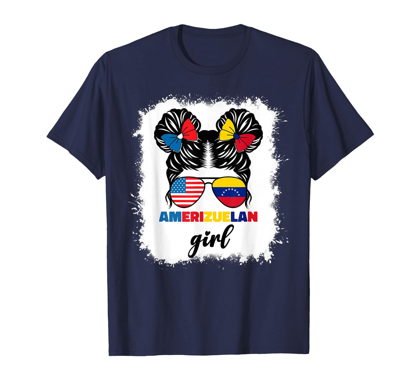 Half American And Venezuelan Usa Venezuela Flag Kids Girl T-Shirt