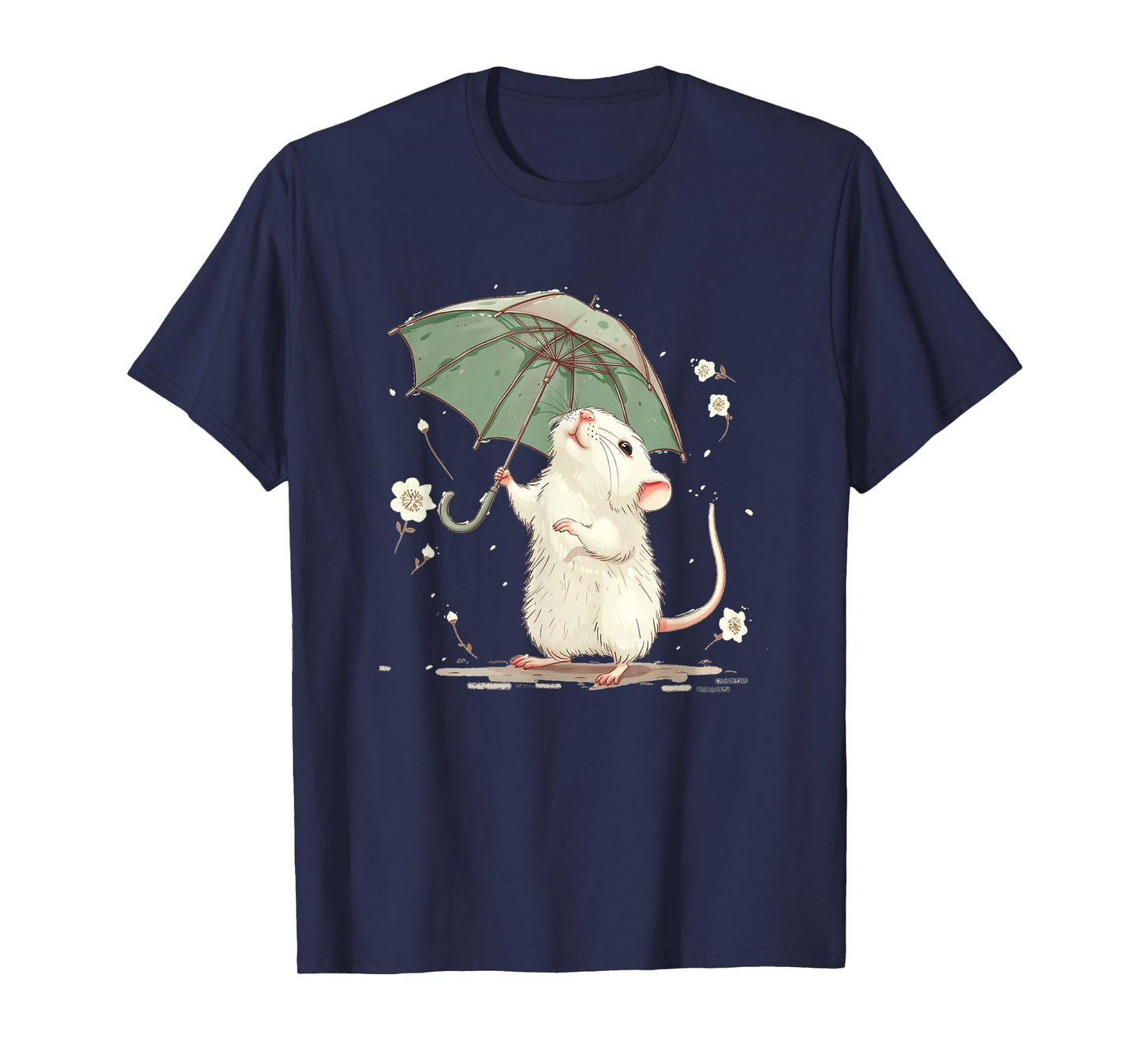 Cute white Rat with Umbrella Costume for Man and Woman T-Shirt