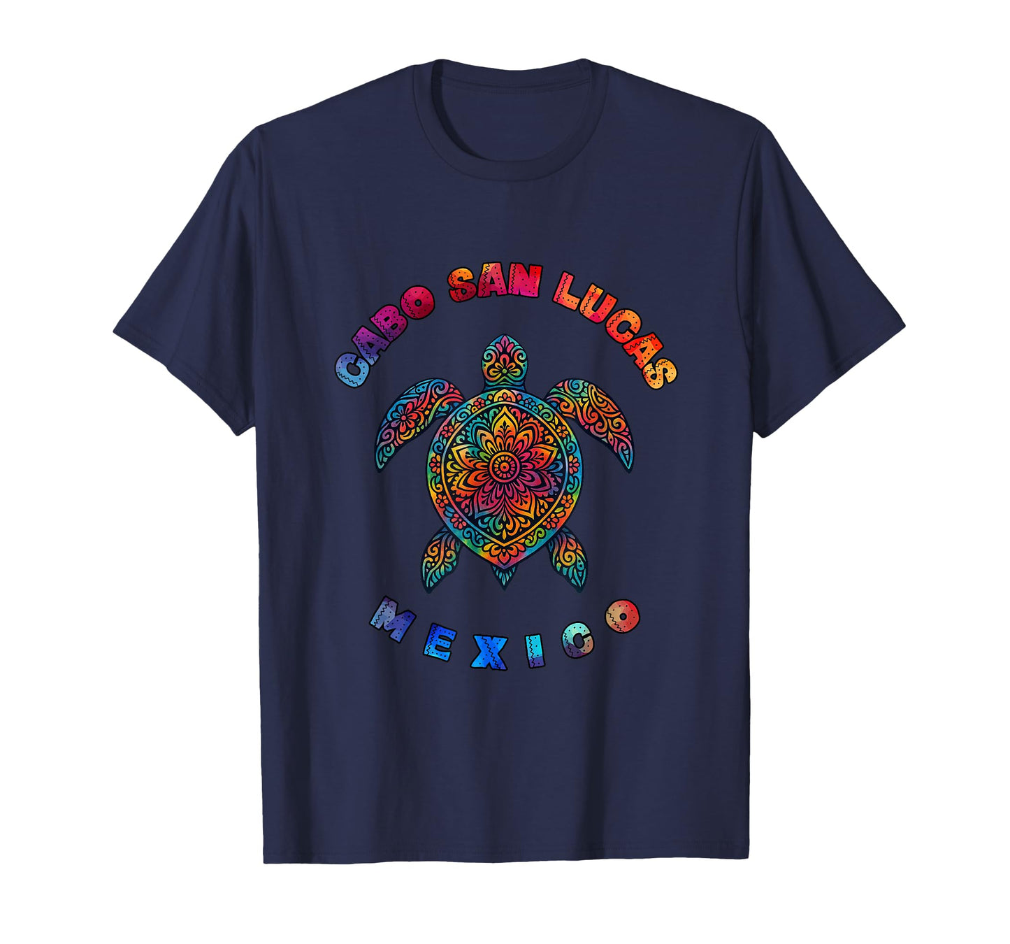 A Sea Turtle in Colorful Mexican Pattern Cabo San Lucas T-Shirt