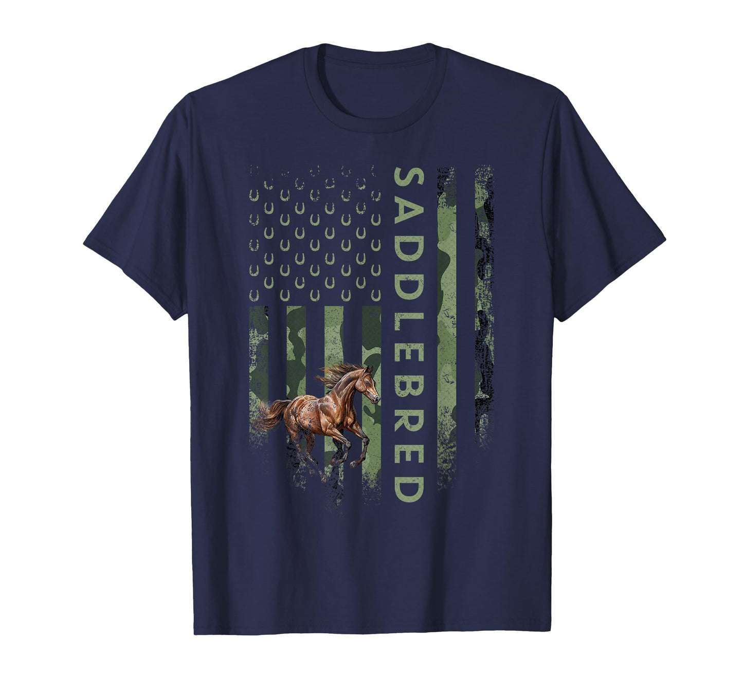 USA Camouflage American Saddlebred Horse, Horseback Riding T-Shirt