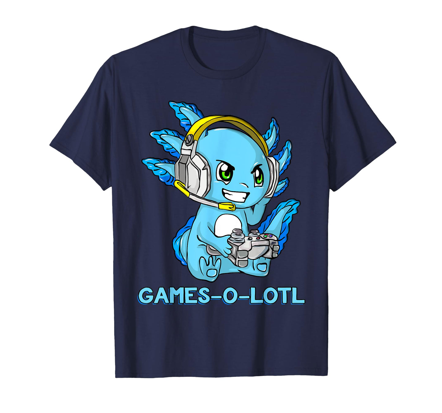 Gamesolotl Axolotl Gamer with Headset Cute Anime Kawaii T-Shirt