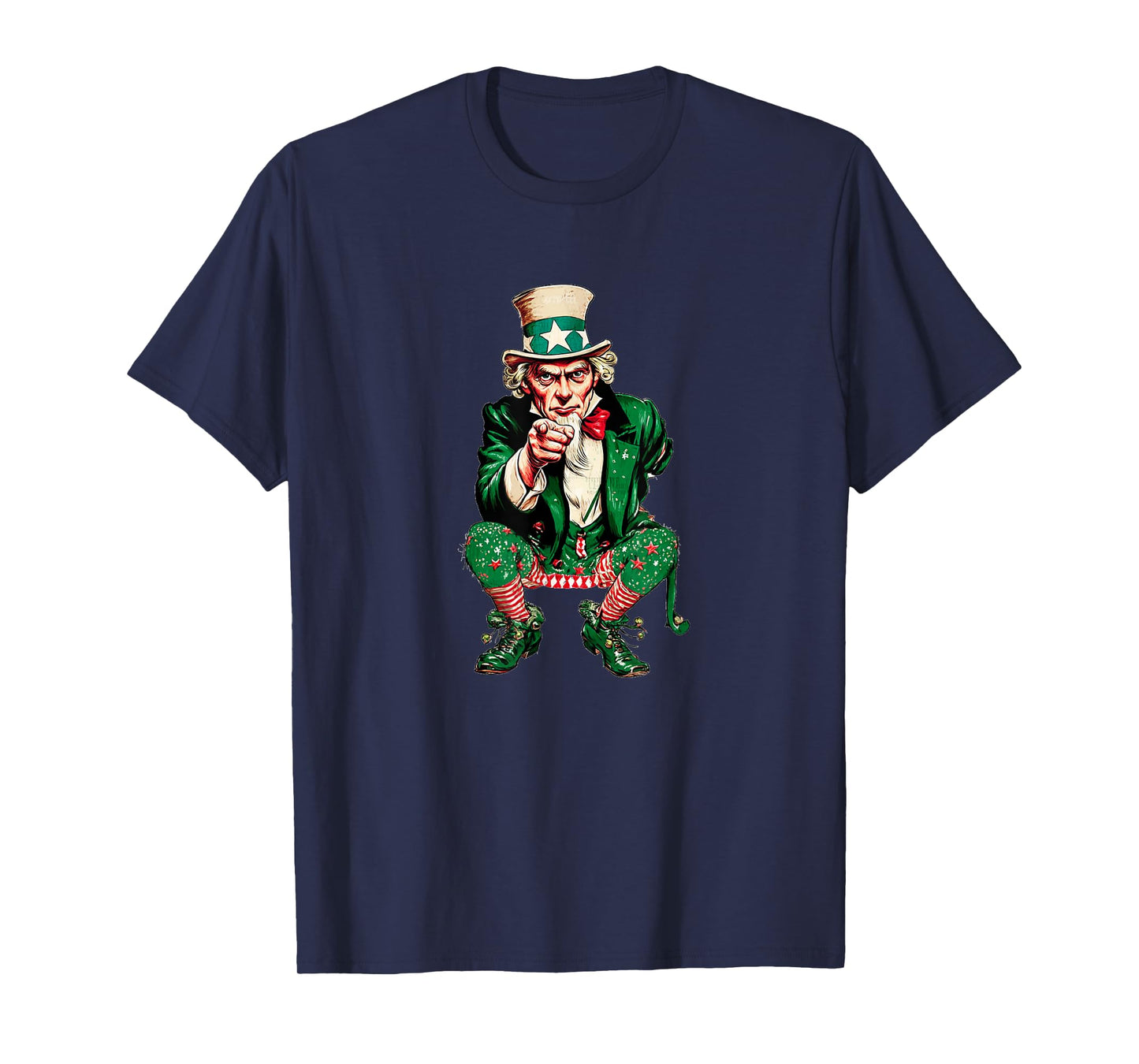 Funny Uncle in Christmas Elf Costume for Festive Sam Lovers T-Shirt