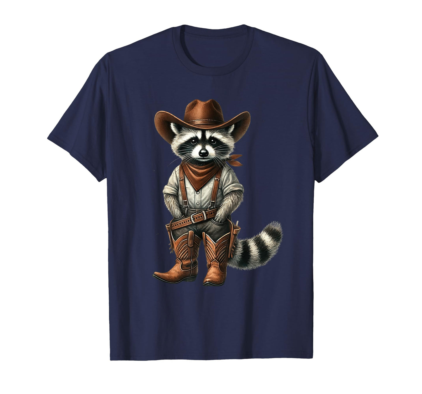 Vintage Raccoon Cowboy Funny Trash Cat Panda Western Country T-Shirt