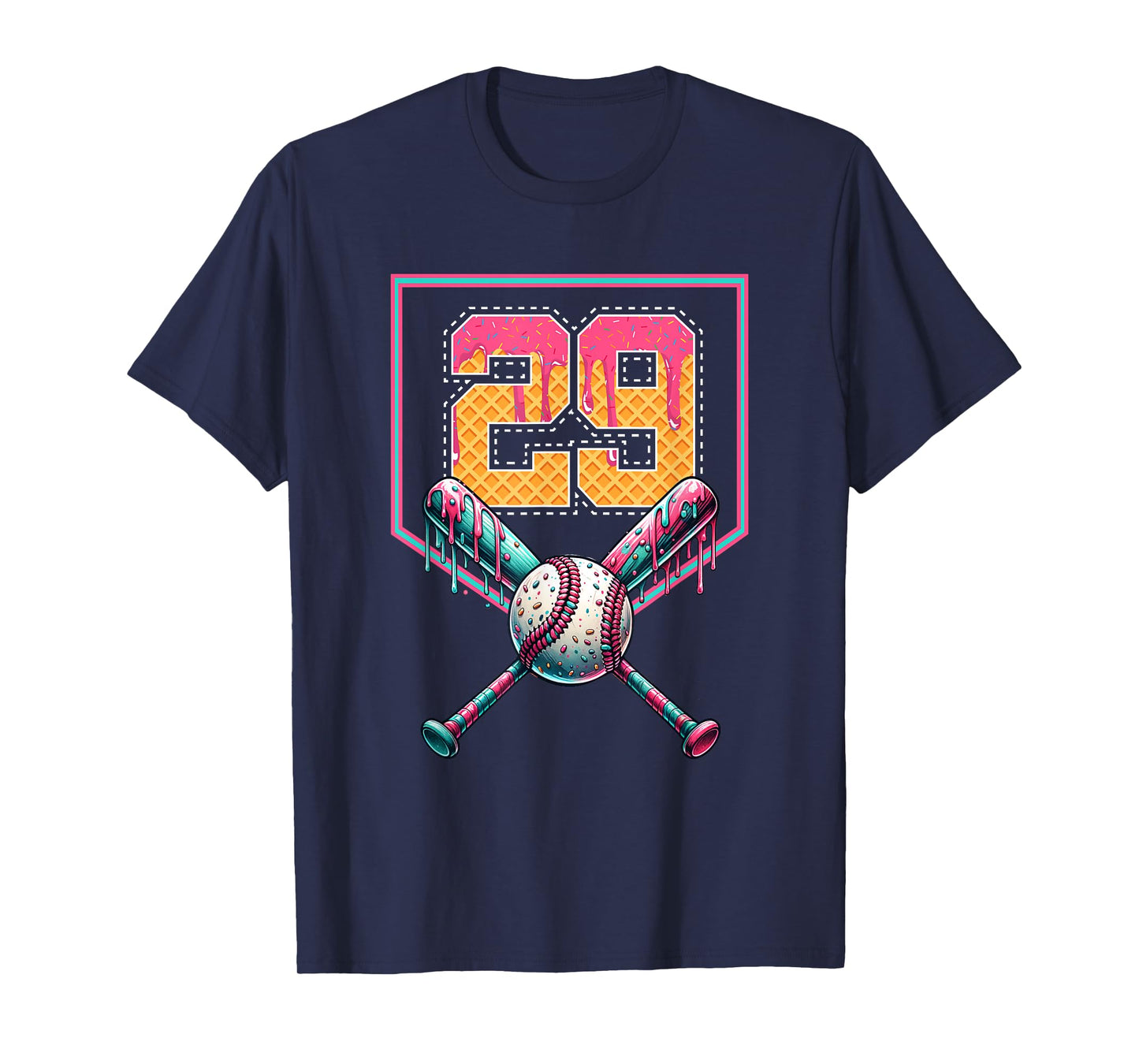 Baseball Drip Number 29 Player Or 29th Birthday T-Shirt