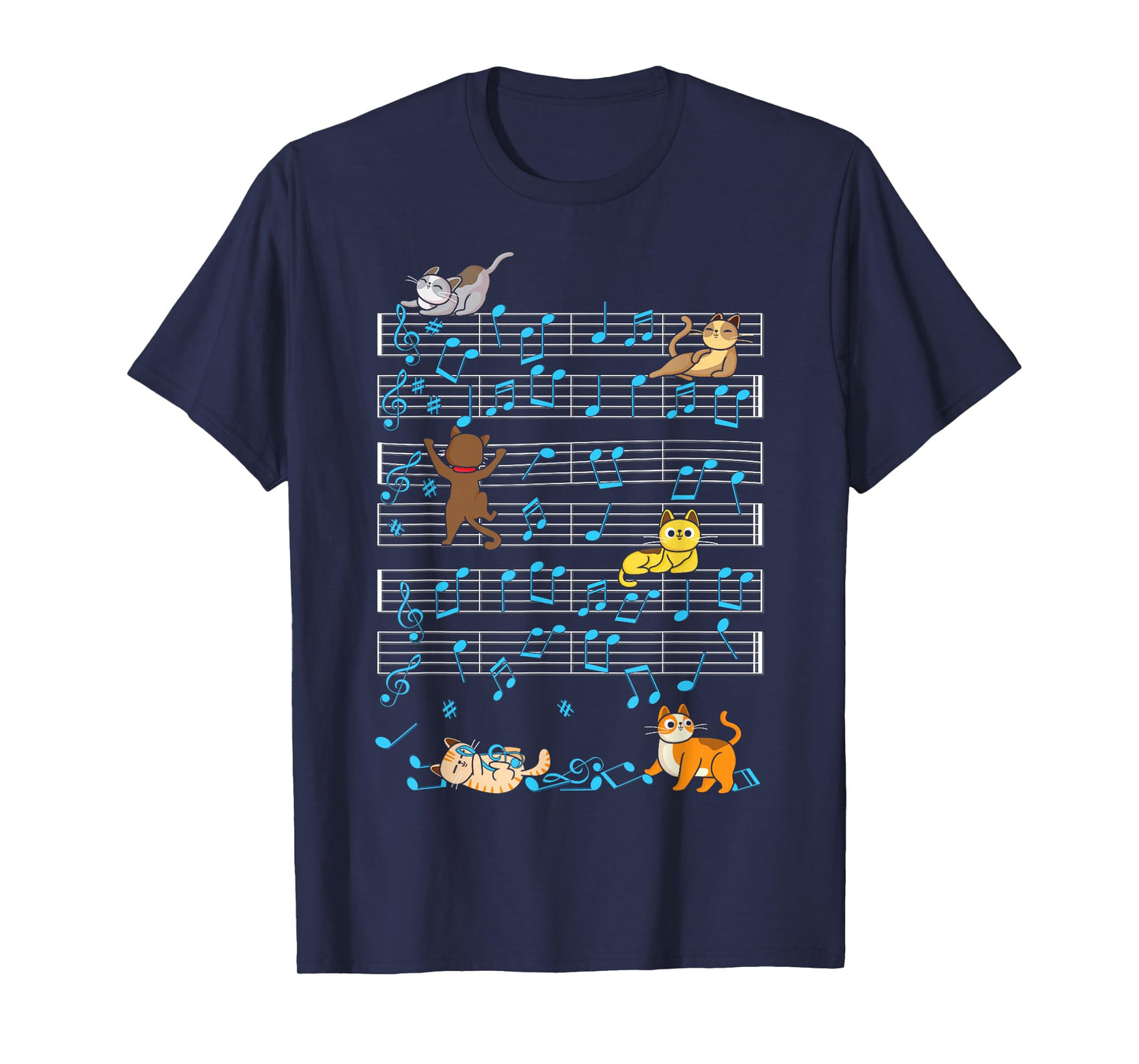 Funny Cat Playing Music Note Kitty Cute Musician Kitten Pet T-Shirt