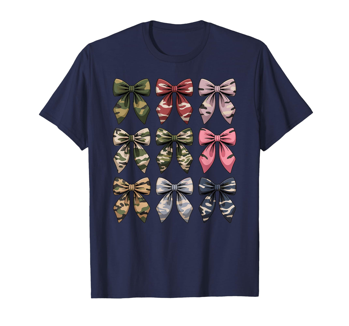 Camouflage Old Camo Bow Cute Country Hunting Women Girl T-Shirt