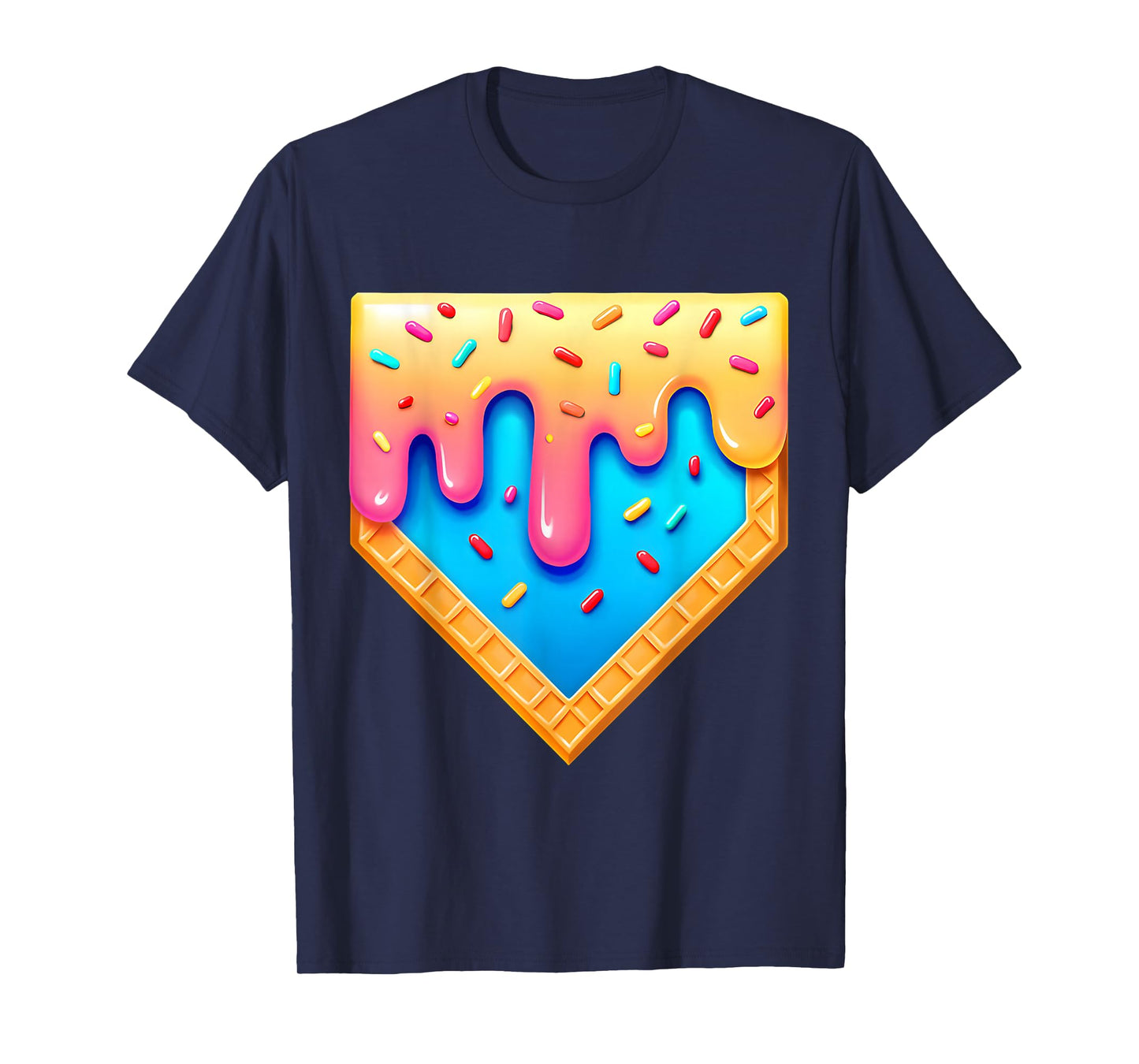 Baseball Ice Cream Dripping Retro Baseball Home Plate Drip T-Shirt