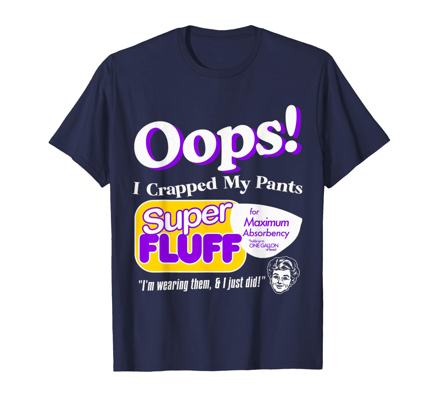 ndsndf Oops I Crapped Funny My Pants Vintage Retro Distressed Black Crew Neck Short Sleeve T-Shirt, Small, Unisex Adult, Humor, Casual, Everyday, Halloween