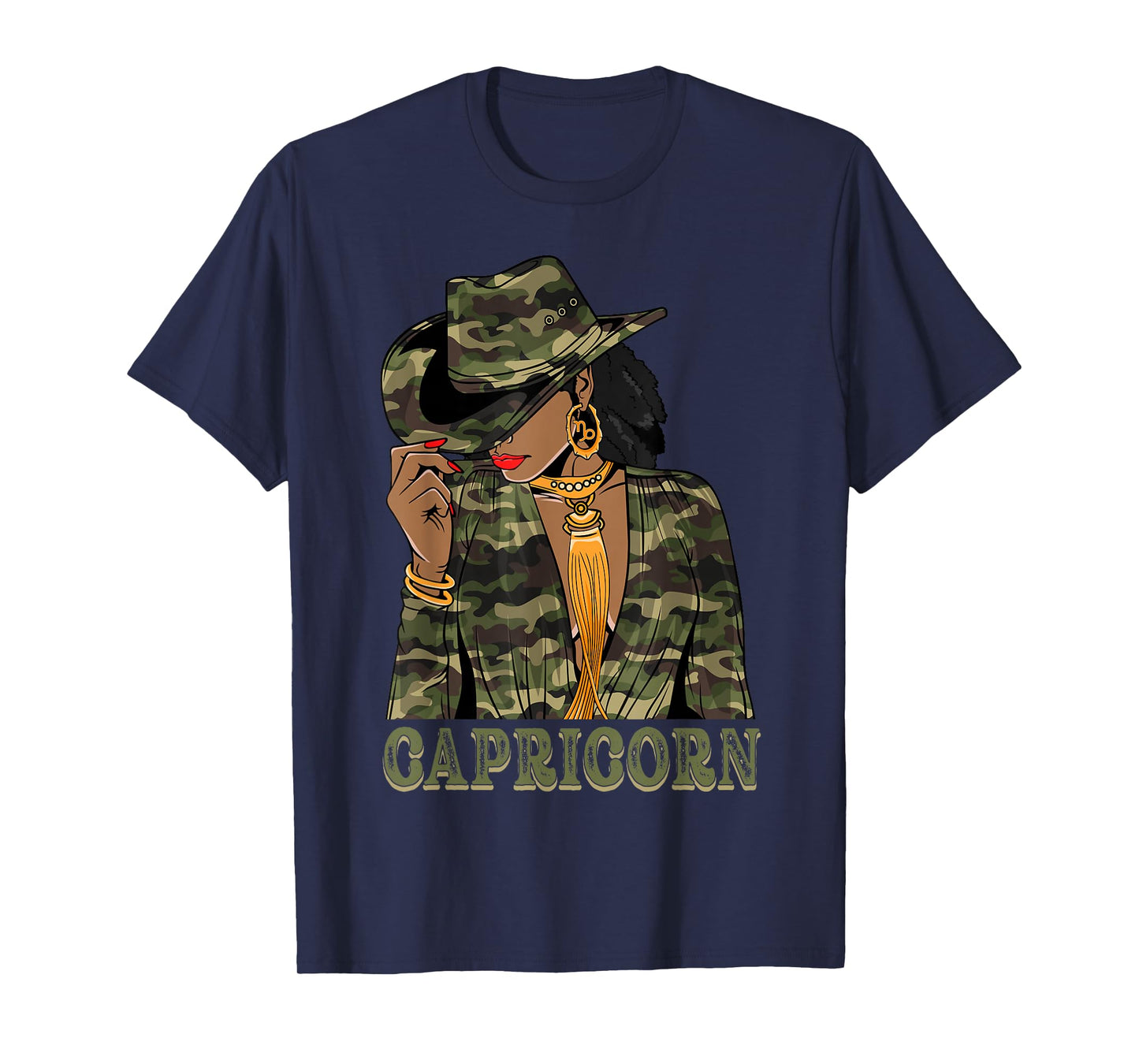 Capricorn Western Black Cowgirl Camo Camoflauge Zodiac T-Shirt
