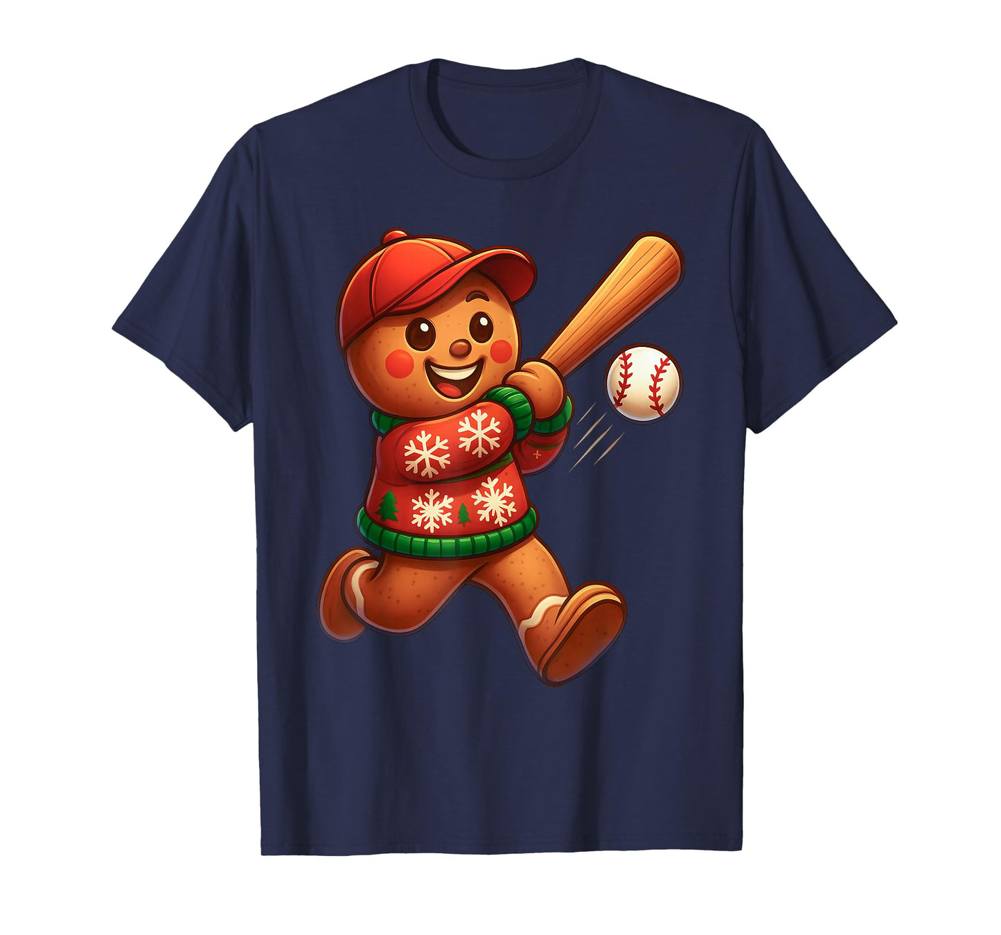 Christmas Gingerbread Baseball Lover Swing Men Women Kids T-Shirt