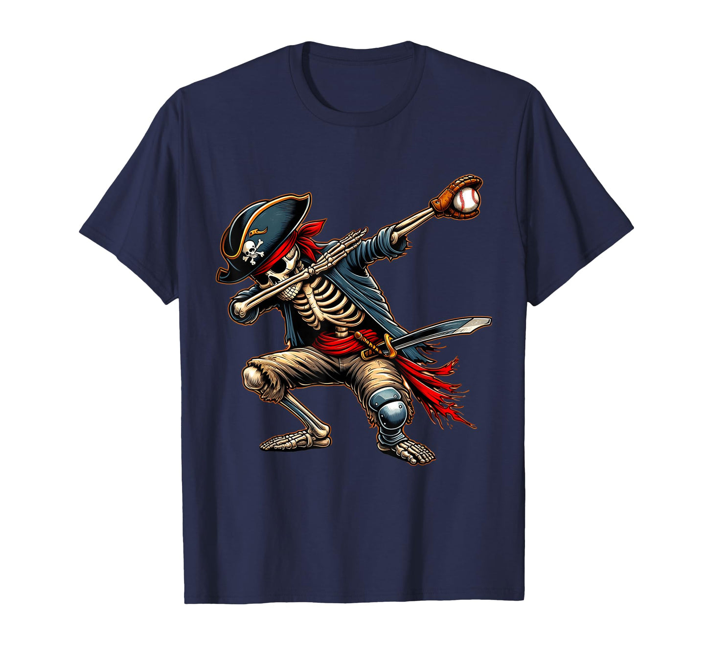 Dab Skeleton Dabbing Skeleton Pirate Baseball T-Shirt