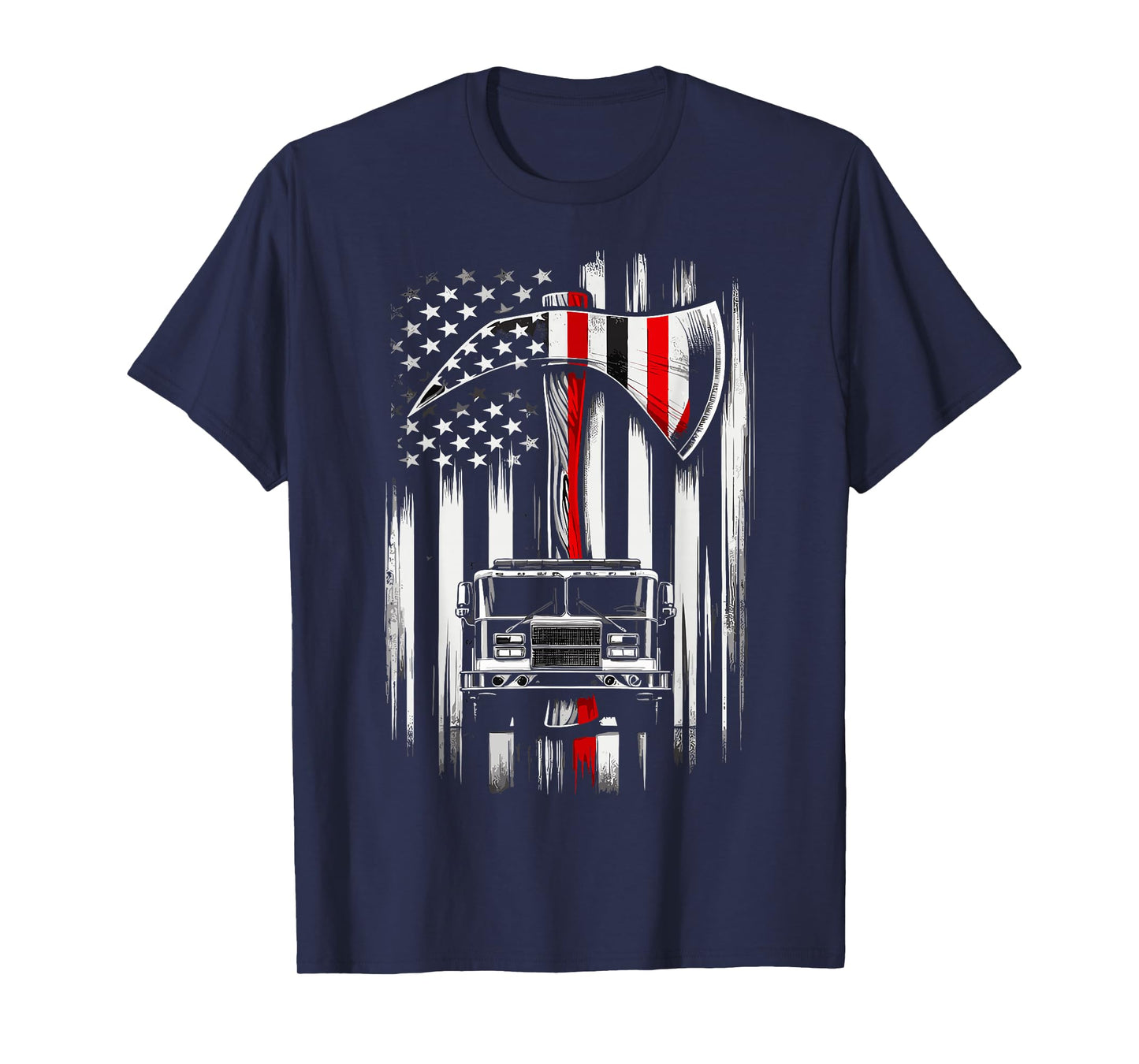 Firefighter American Fire Truck red Axe Fireman T-Shirt