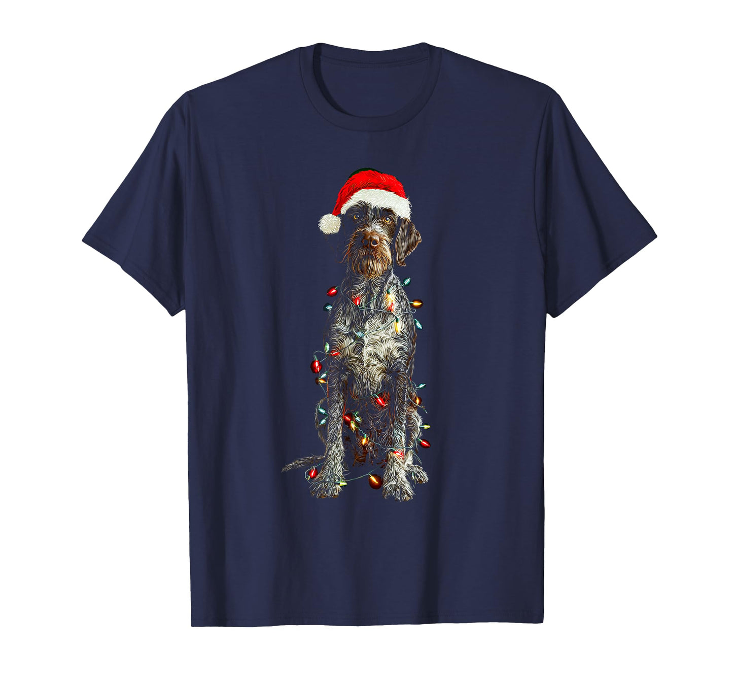 Funny German Wirehaired Pointer Christmas Graphic Dog Lights T-Shirt
