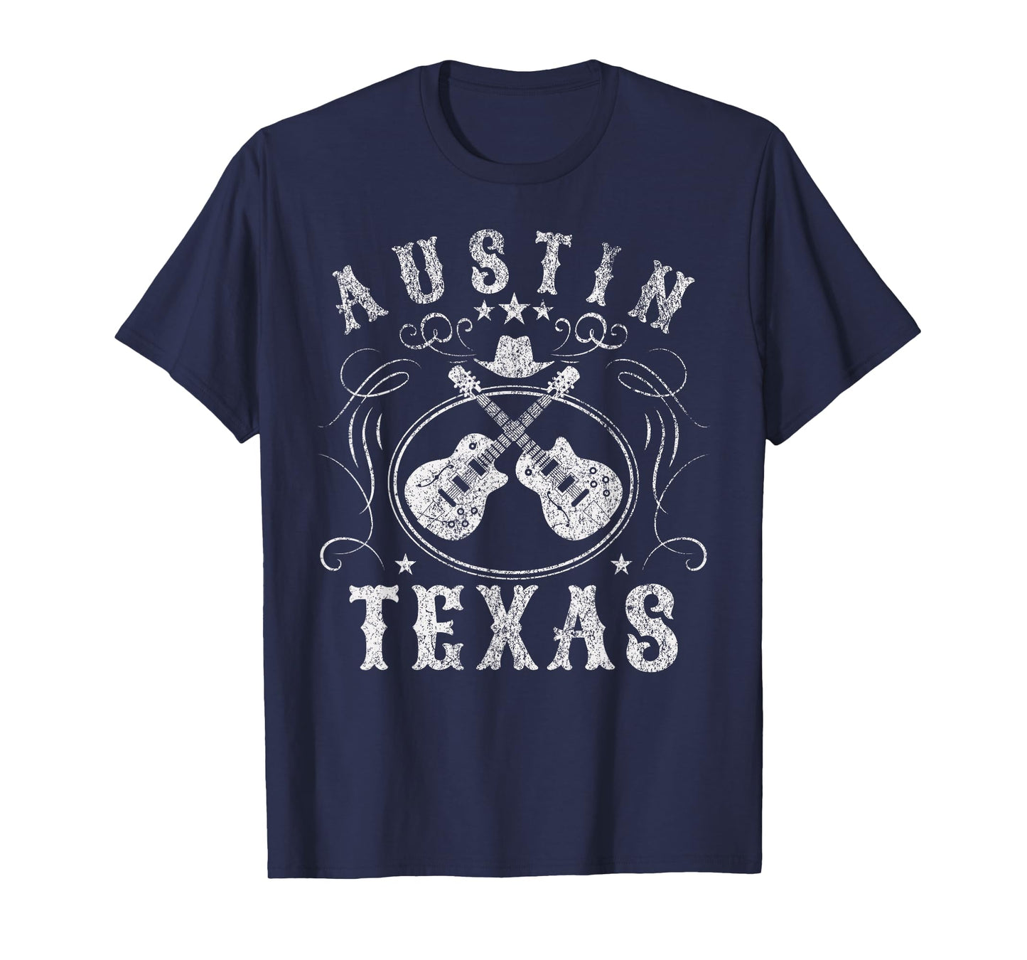 Austin Texas USA Travel T-Shirt - Black - Unisex-Adults - Small - Classic Fit - Short Sleeve - Polyester - Music Travel T-Shirt