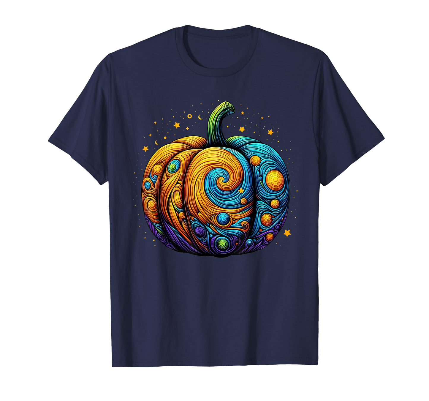 Pumpkin Halloween Starry Night Van Gogh Thanksgiving Fall T-Shirt