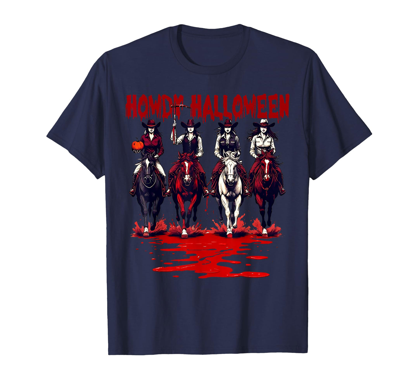 Howdy Halloween, Cowgirl Riding Halloween, Cowgirl Halloween T-Shirt