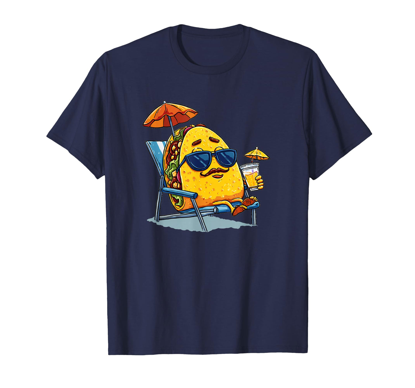 Funny Taco with Mustache Beard for Sunbath Lovers T-Shirt