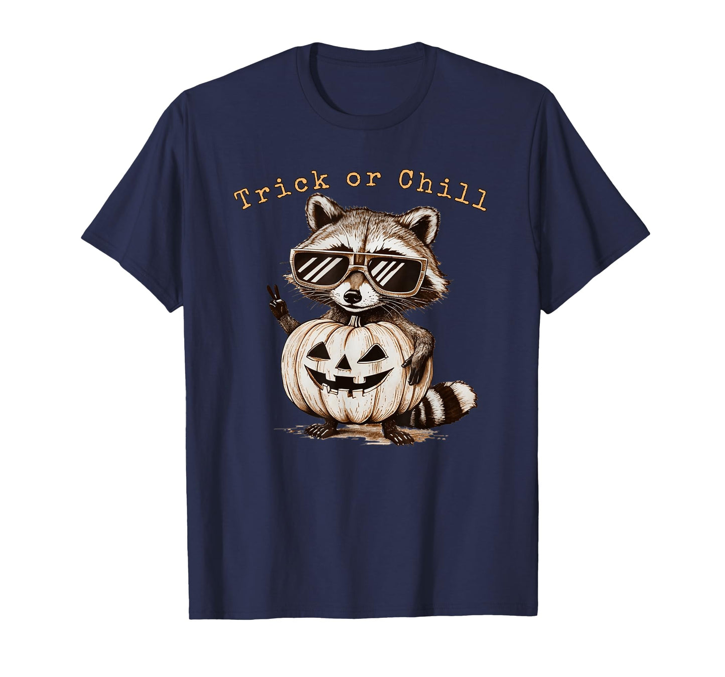 Trick or Chill Raccoon Halloween Pumpkin Costume Gift T-Shirt