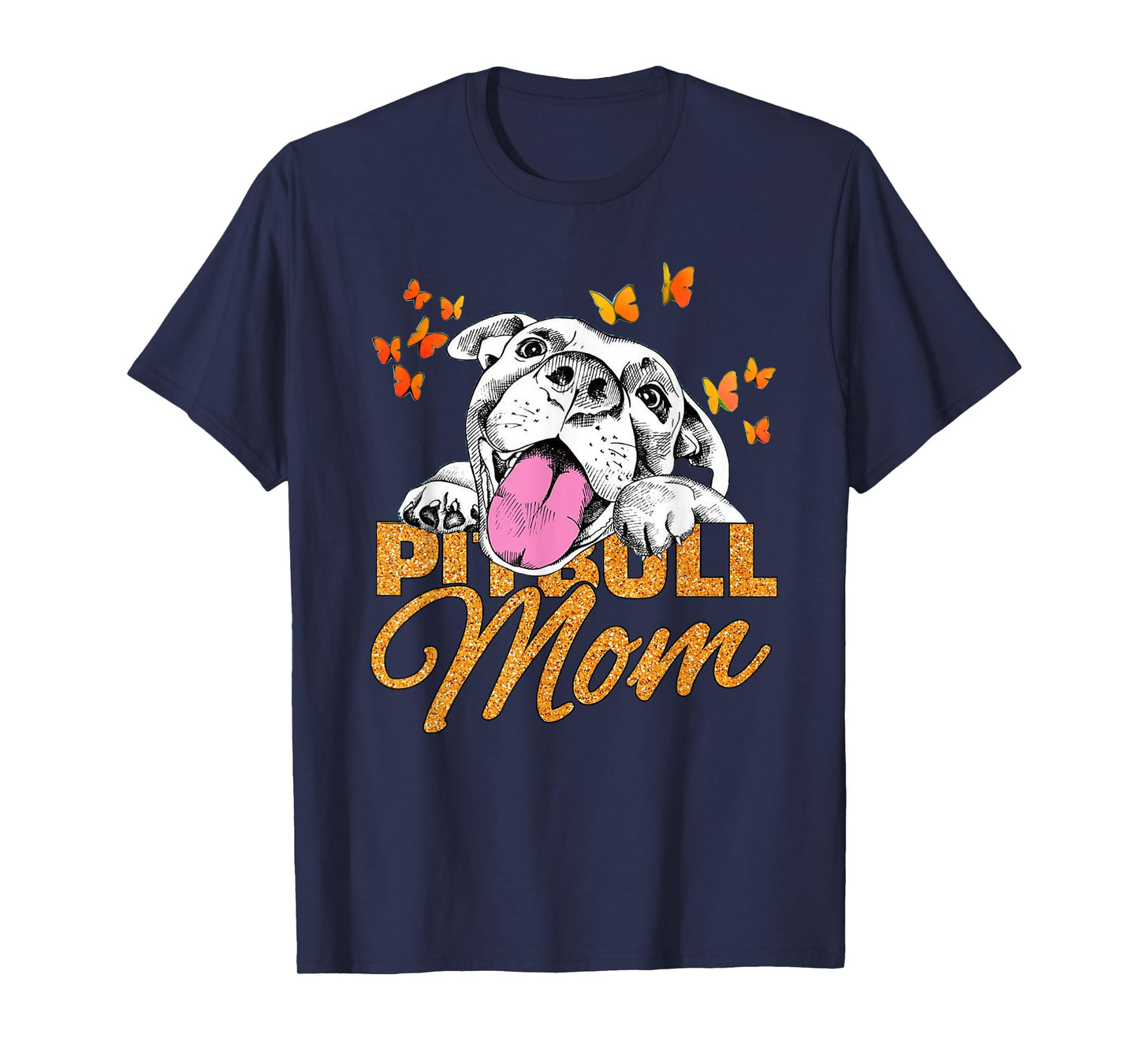 Pitbull Mom Dog Lover Butterfly Cute Blink Gift Women T-Shirt
