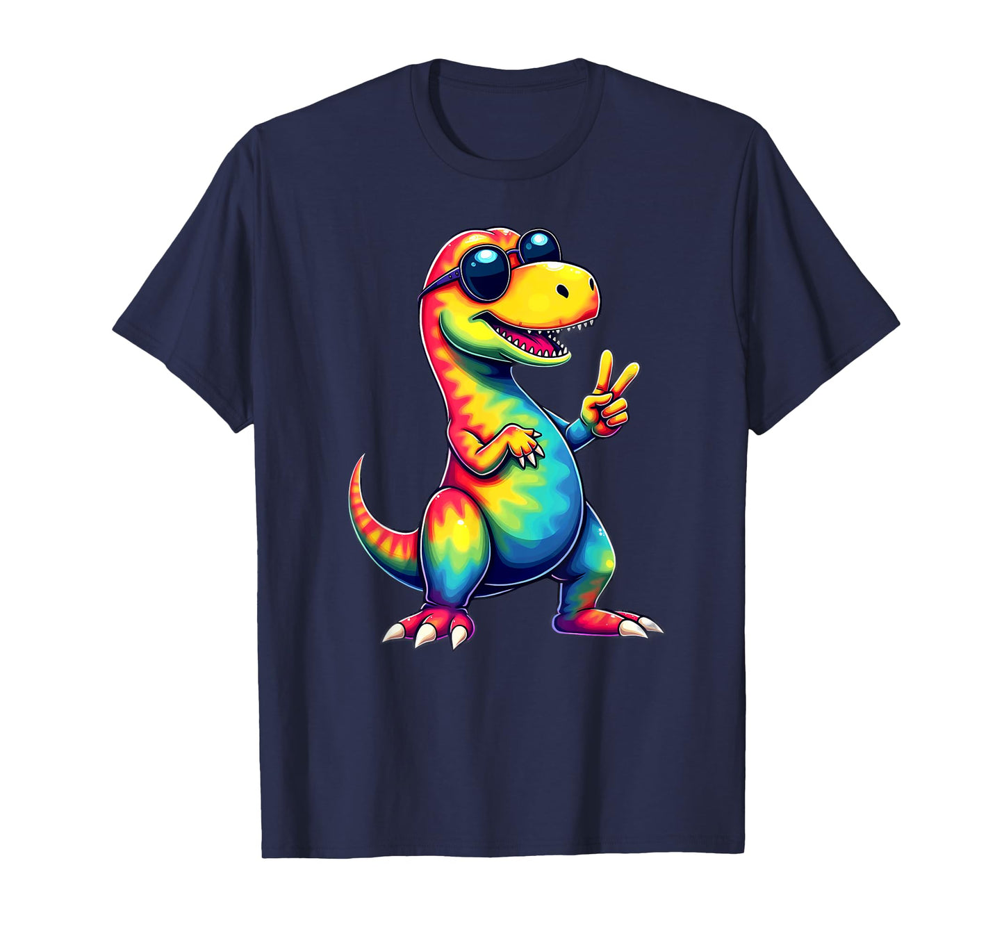 Hippie Tie Dye T-Rex Dino Peace Sign T-Shirt