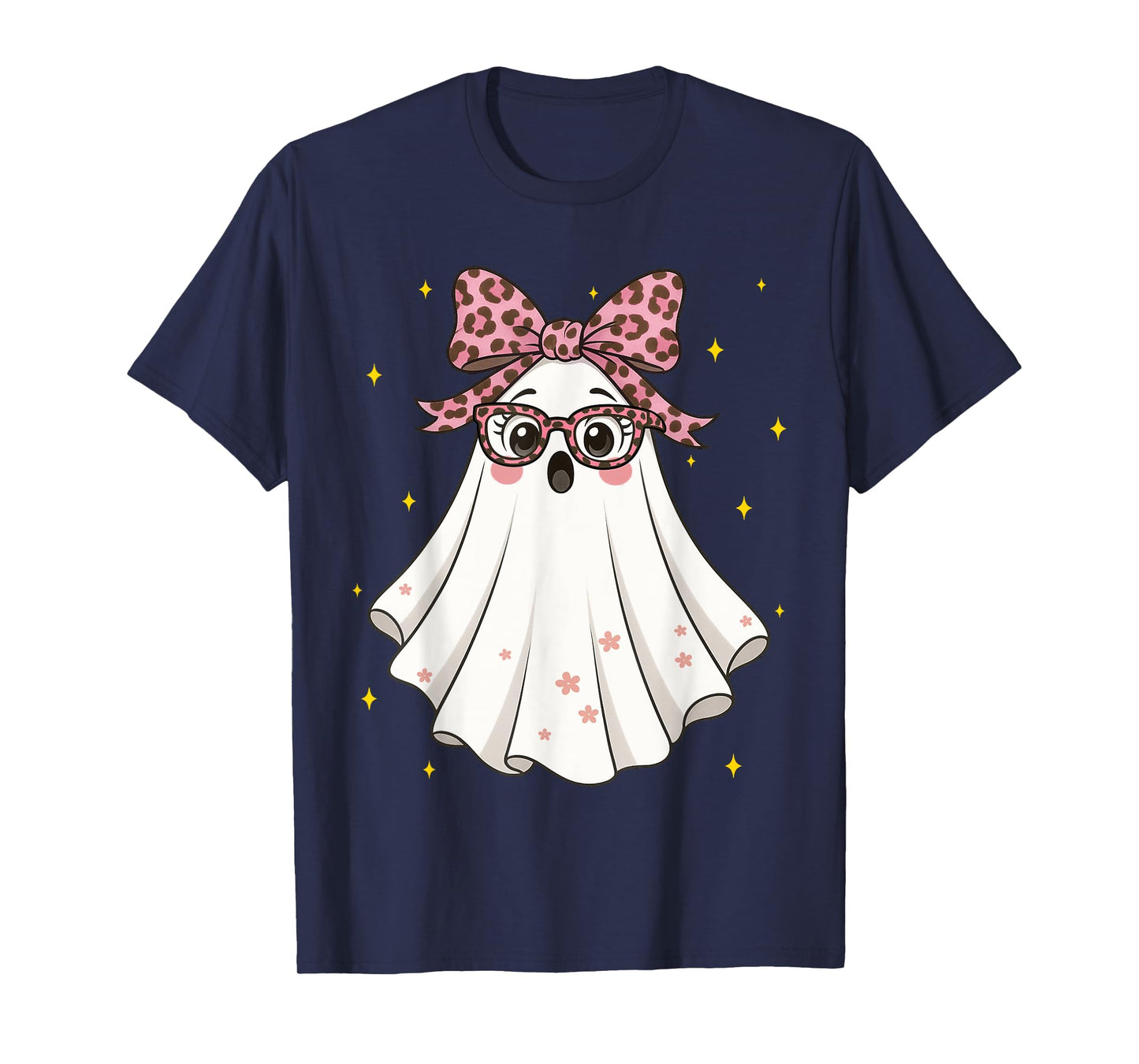 Cute Boo Leopard Ghost Halloween Costumes Shirt Women Girl T-Shirt