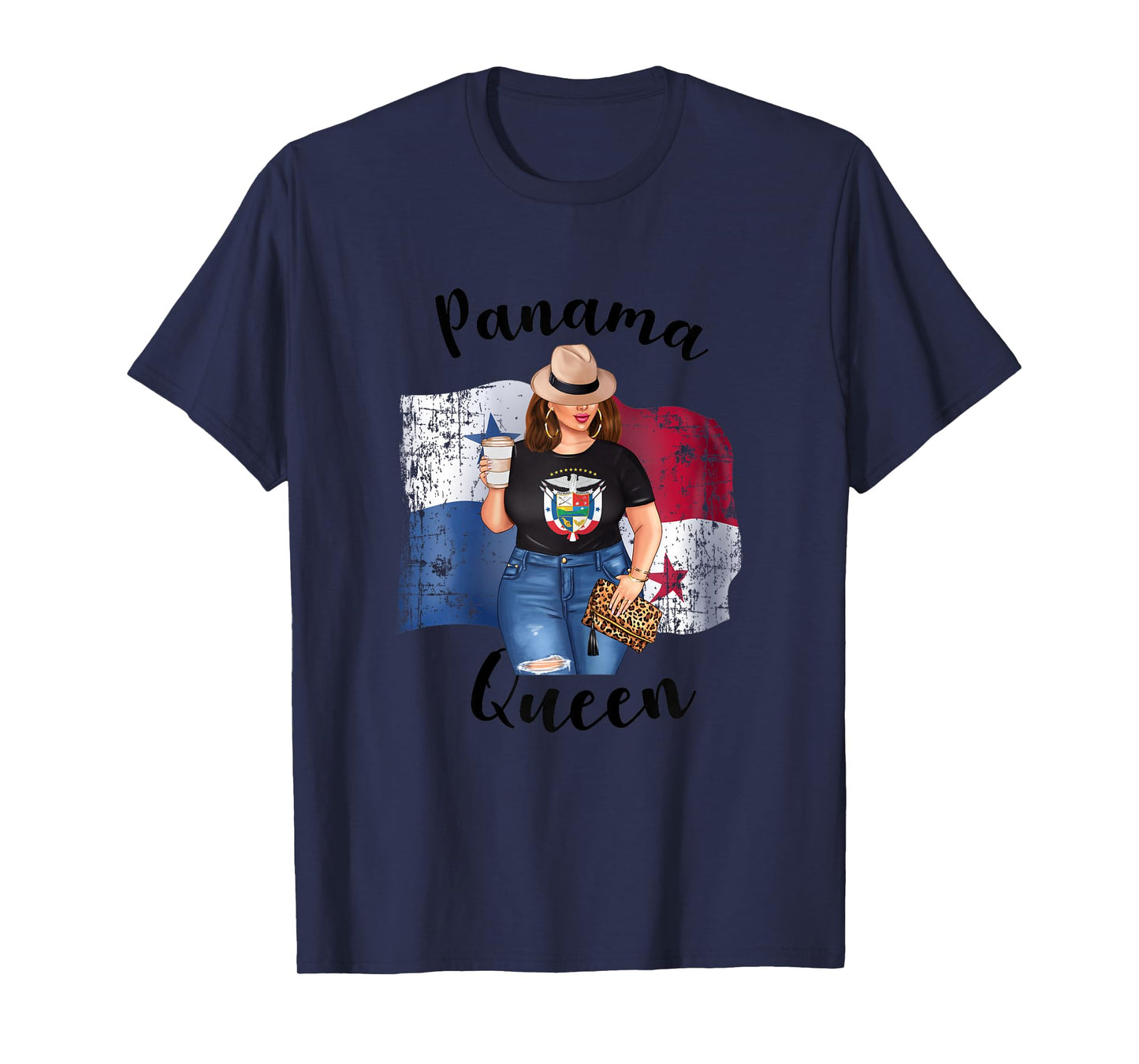 Cute Panamanian Queen Loves Coffee Mom Queen Panama Reina T-Shirt