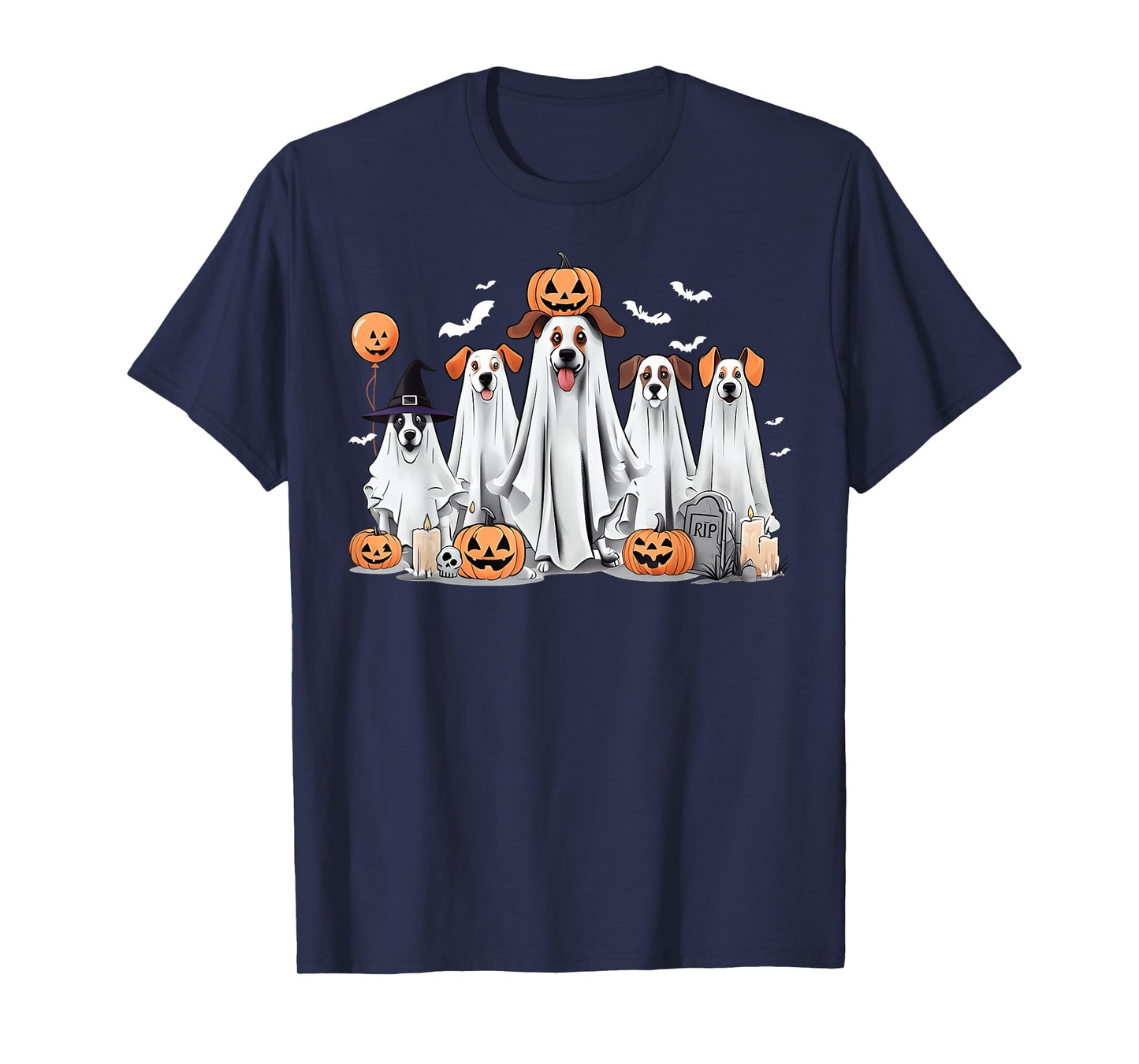 Spooky Dogs In Boo Ghosts Halloween Costume Women Men Kid T-Shirt