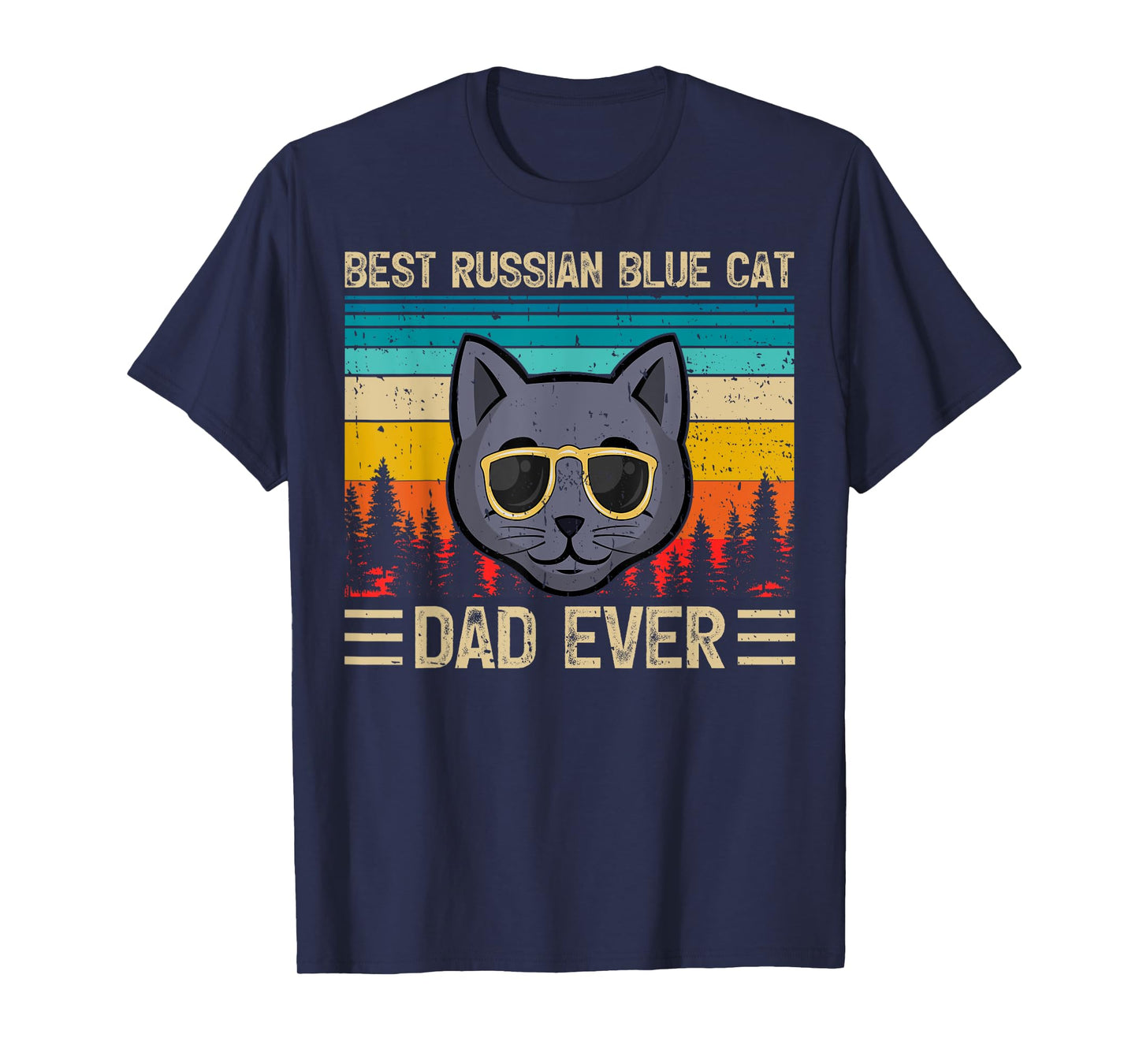 Vintage Funny Best Russian Blue Cat Dad Ever Father's Day Men T-Shirt