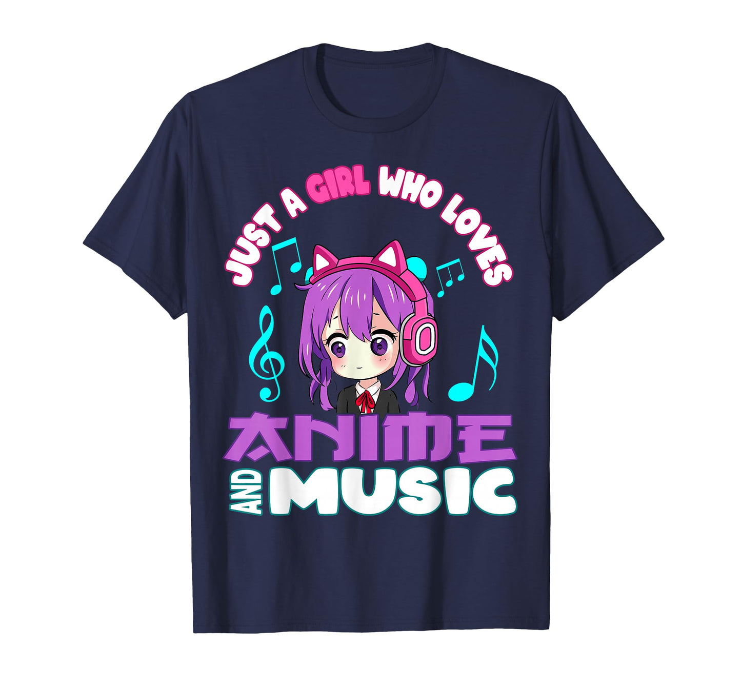 Anime and Music Girl for Teen cute chibi graphic T-Shirt