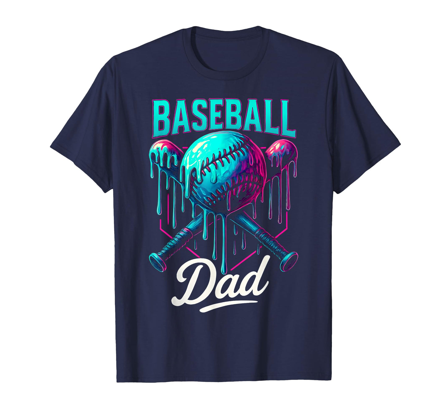 Baseball Drip Dad Ice Cream Drip Baseball Men Father's Day T-Shirt