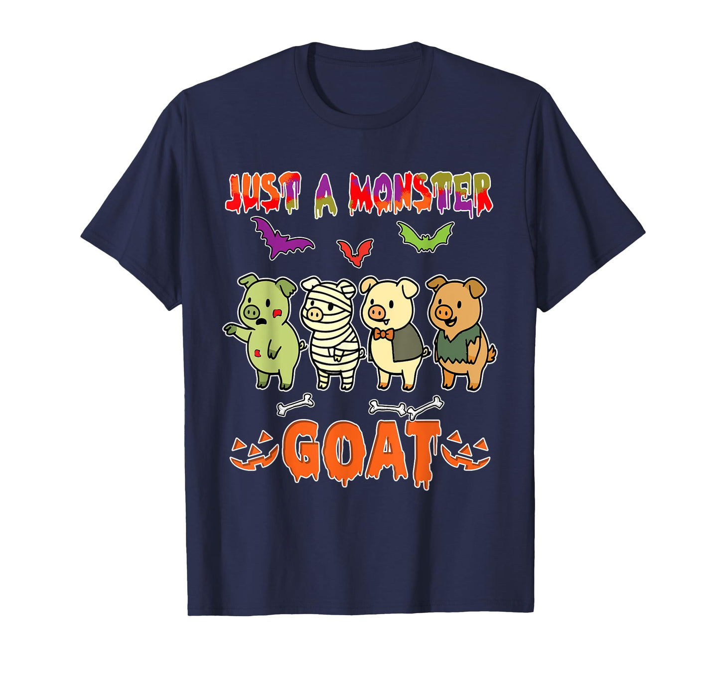 A Monster Halloween Group Pigs Cosplay Zombies Mummies T-Shirt