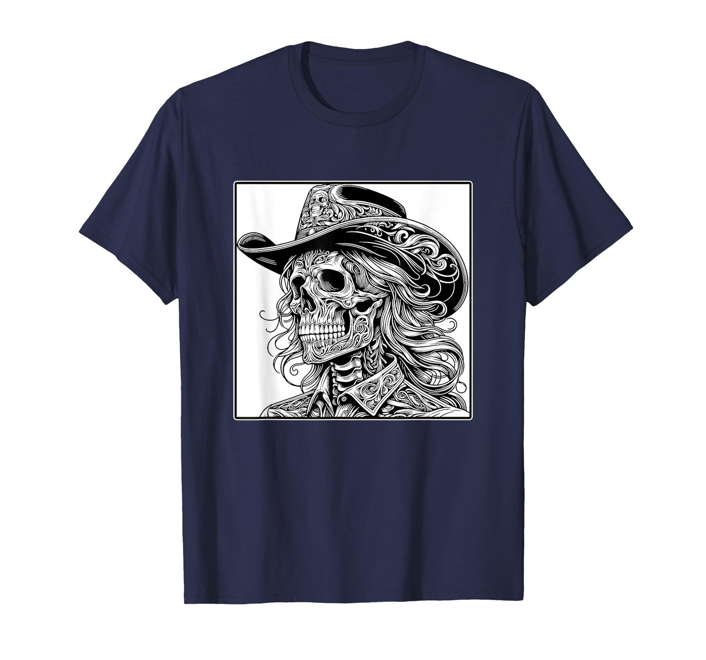 Rustic Skeleton Cowgirl Western Gothic Grunge Goth Skull T-Shirt