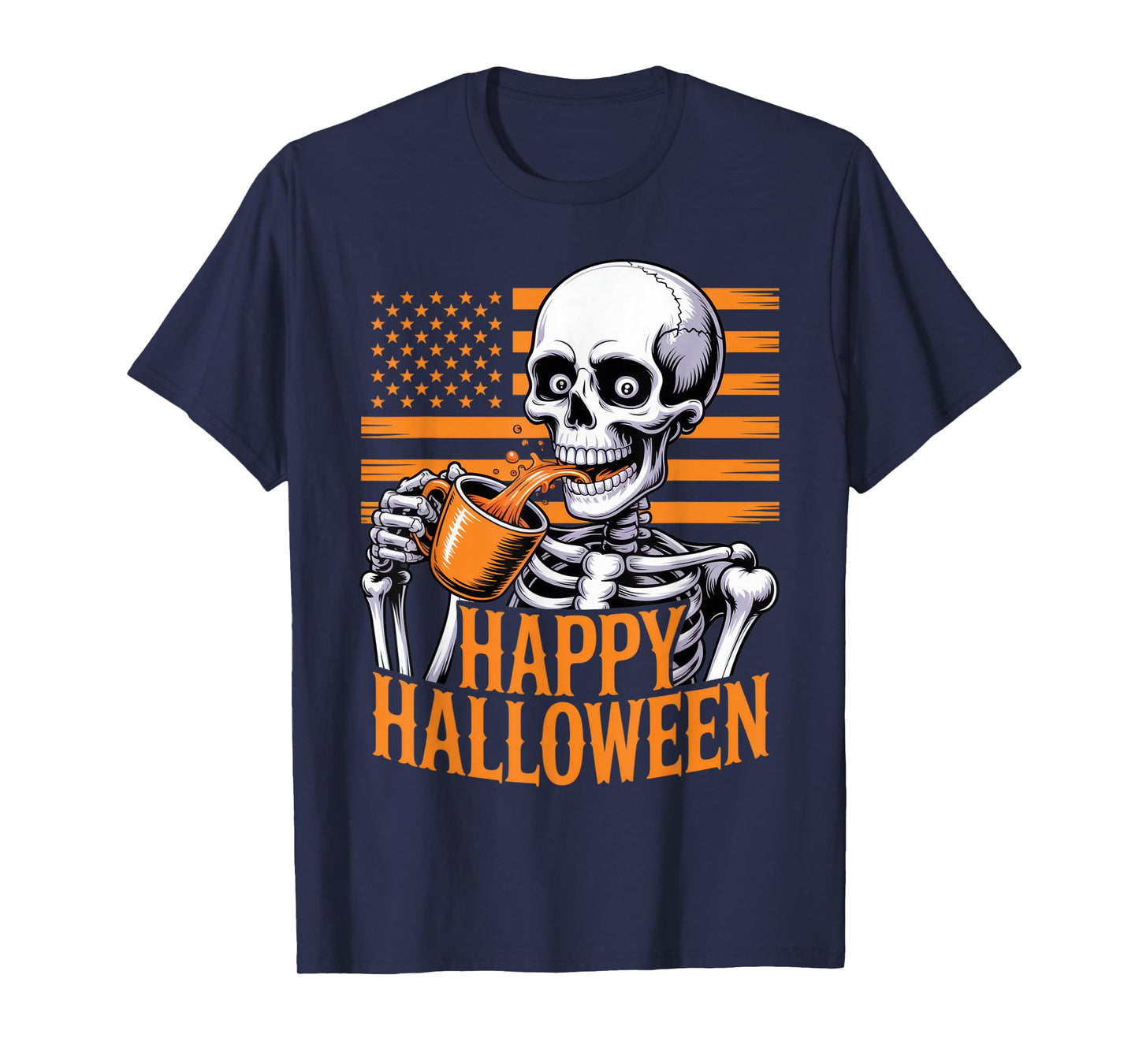 Happy Halloween Skeleton Coffee Enthusiast Autumn Vibes T-Shirt