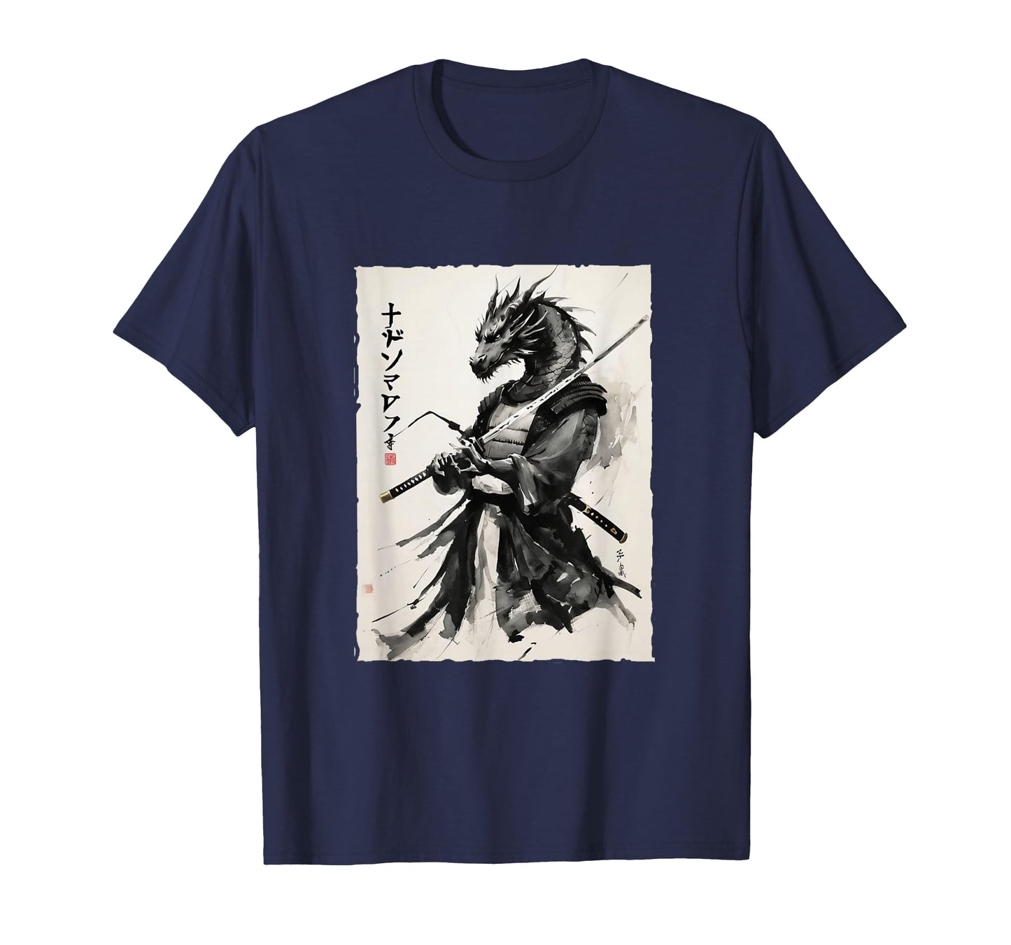 Samurai Dragon Vintage Ukiyo-e Warrior Art Graphic Dragon Ar T-Shirt