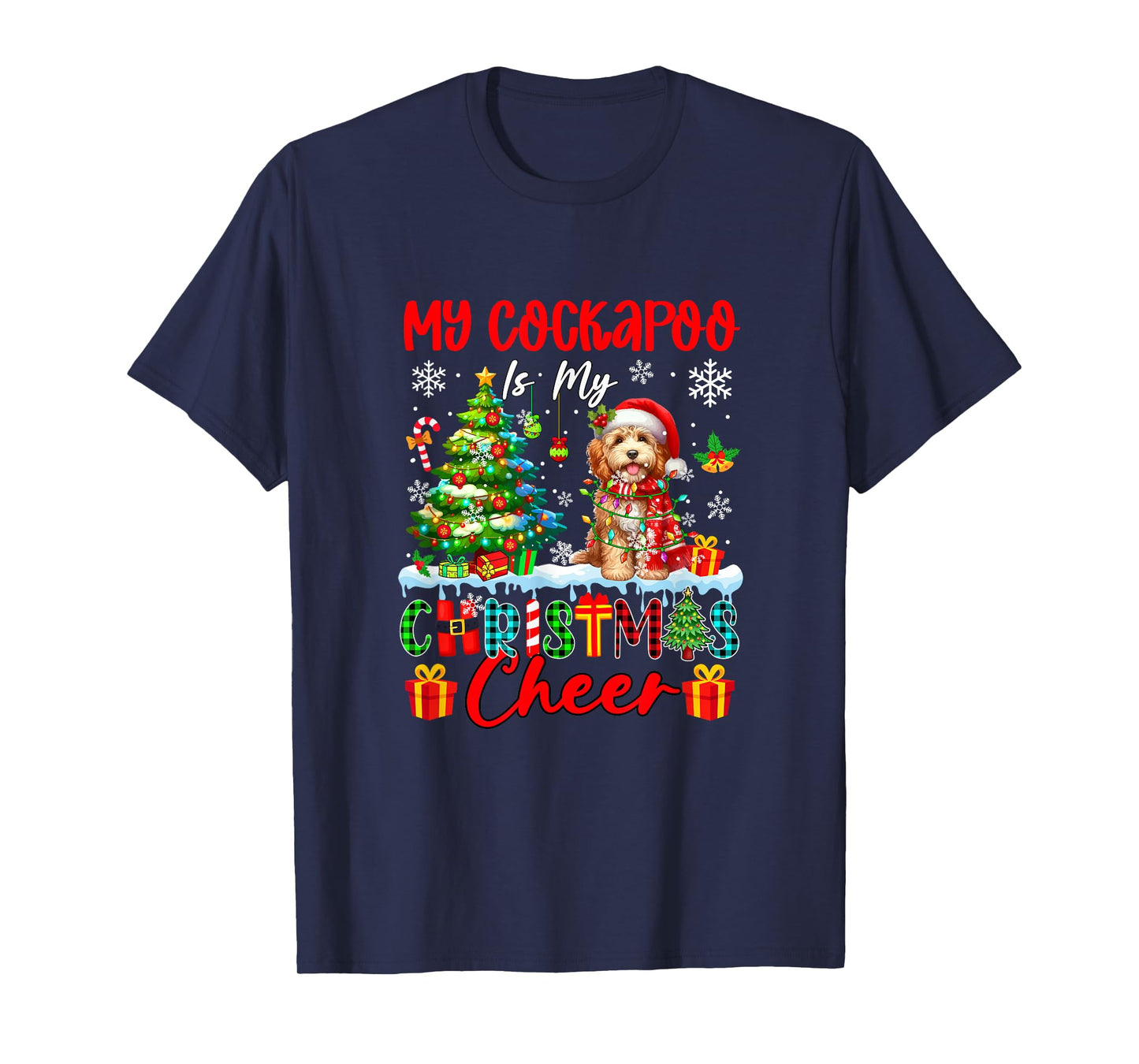 My Cockapoo is My Xmas Cheer Funny Santa Dog Owner Kids T-Shirt