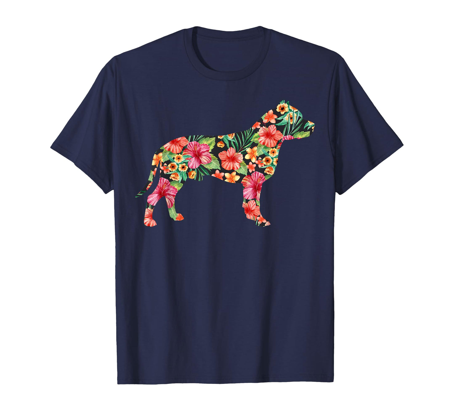 Pit Bull Flower Funny Dog Silhouette Floral Gifts Women Men T-Shirt