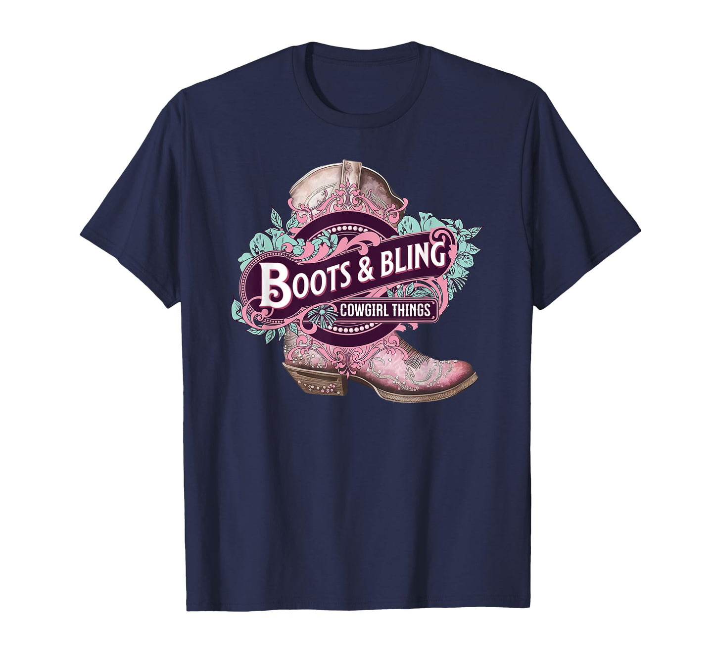 Boots and Bling Cowgirl Things Cute Western Country Rodeo T-Shirt