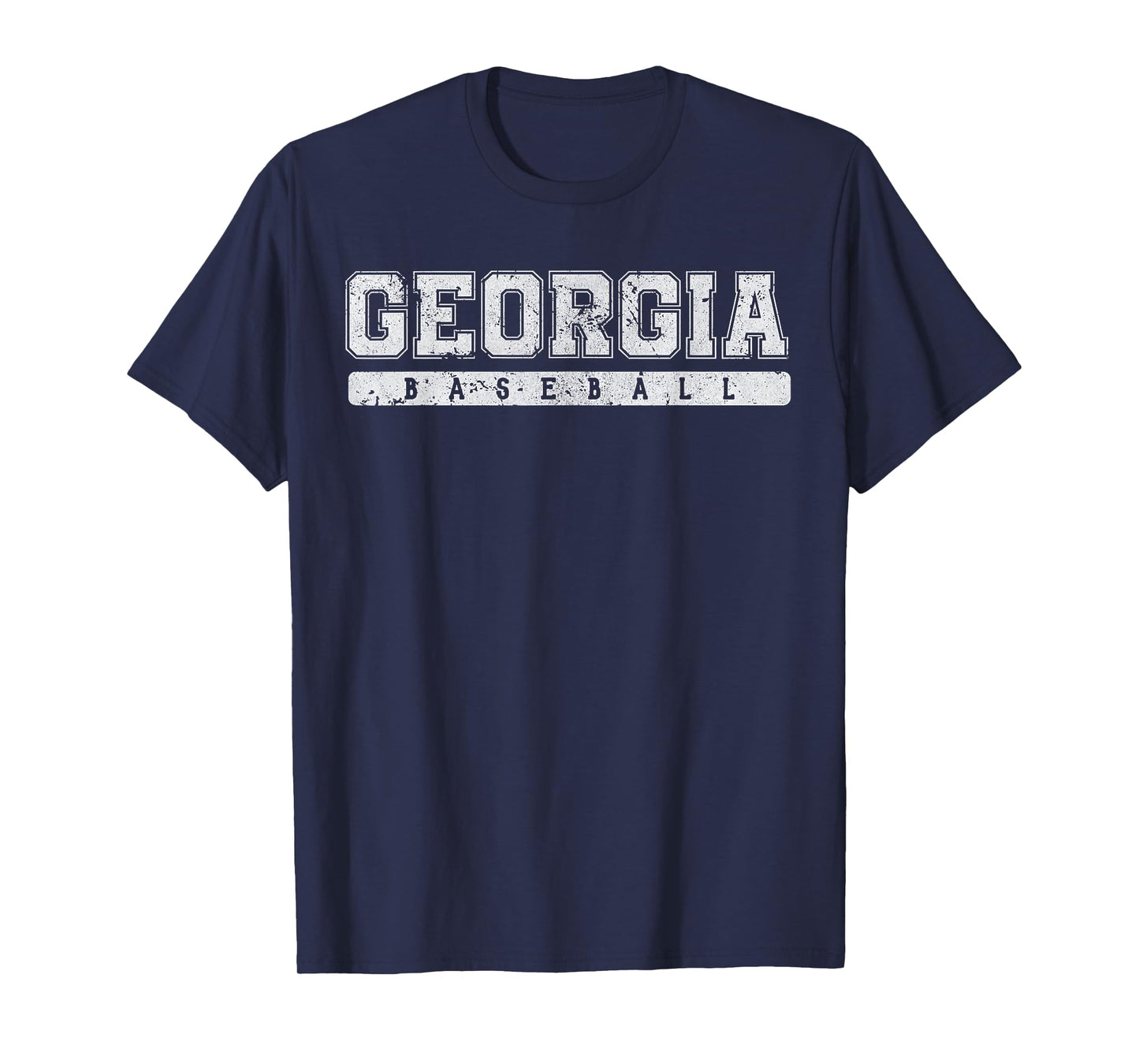 Georgia Baseball White Vintage Text T-Shirt