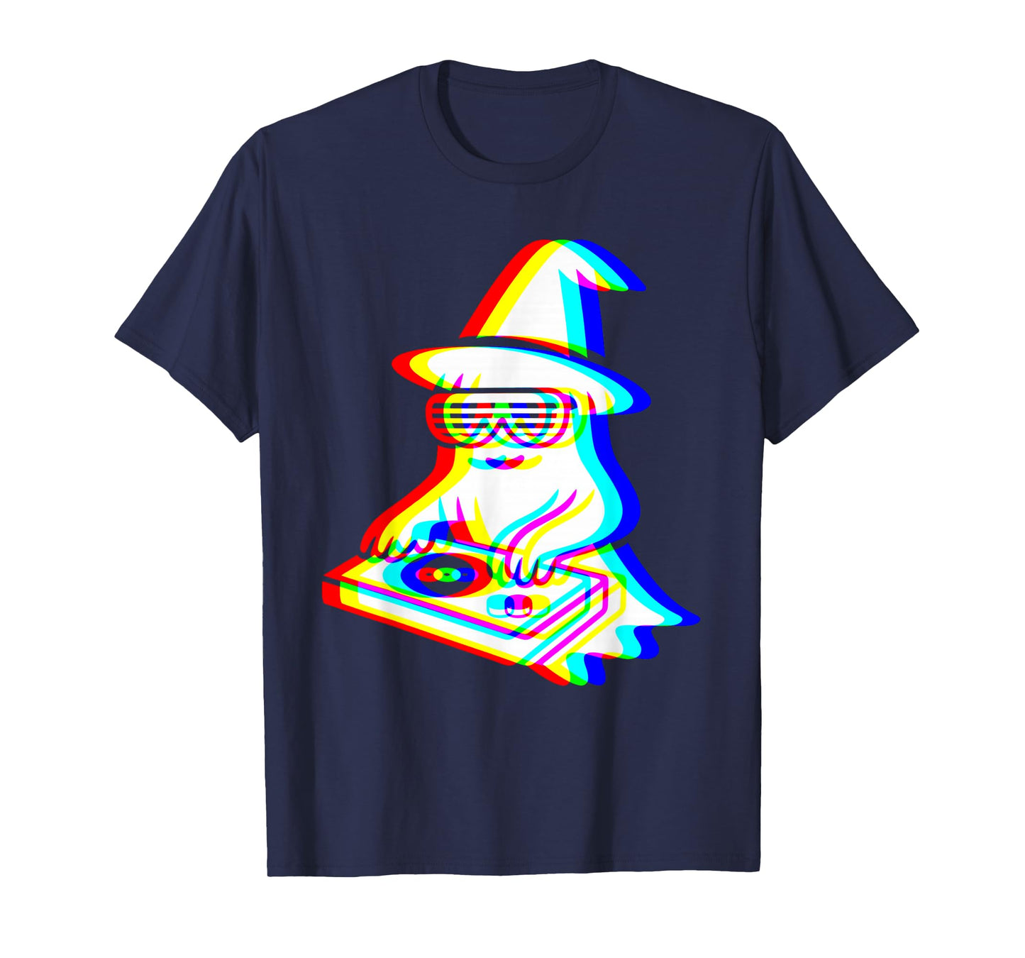 Trippy Vaporwave Halloween ghost dj Techno Rave EDM Music T-Shirt