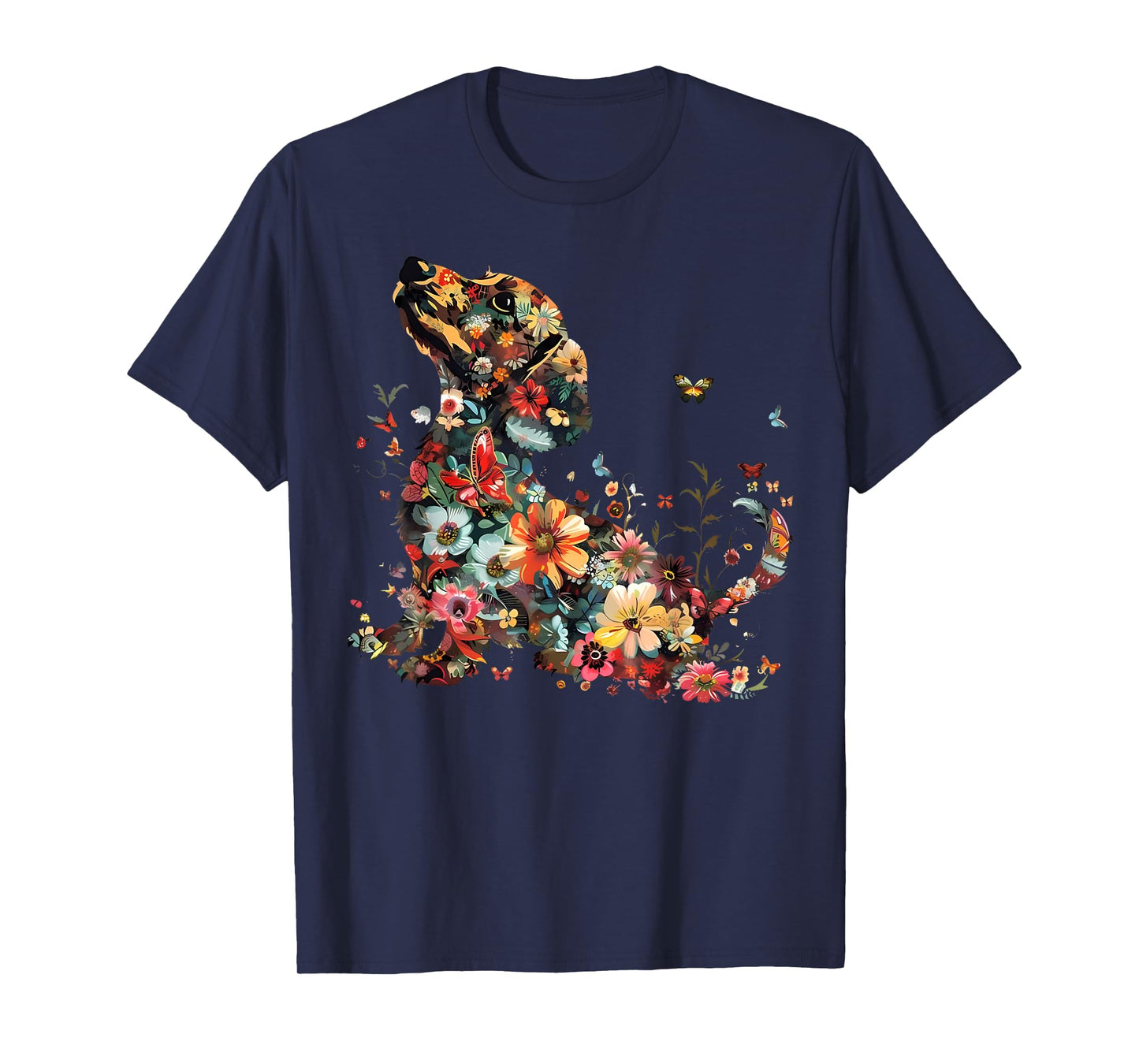 Floral Dachshund Cute Pet Dog Animal Lover Doxie Mama Women T-Shirt